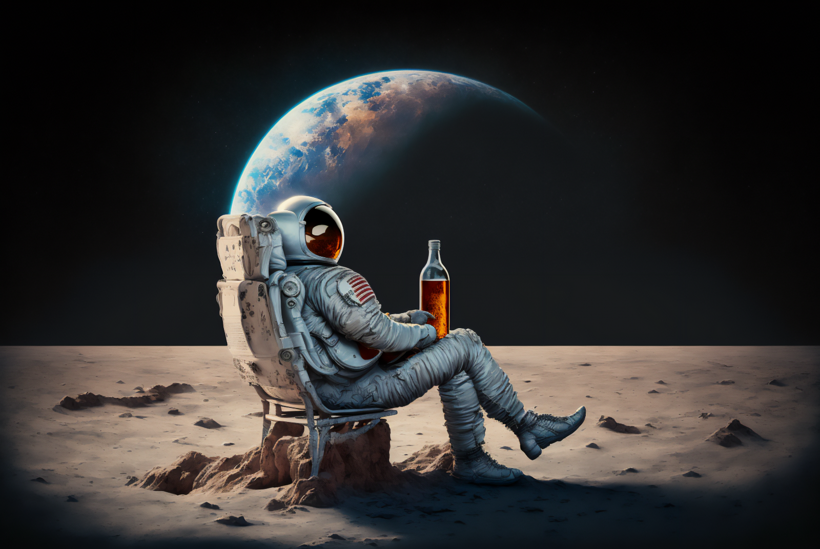 3060×2048 宇航员在月球上喝酒 太空 科幻 电脑壁纸
