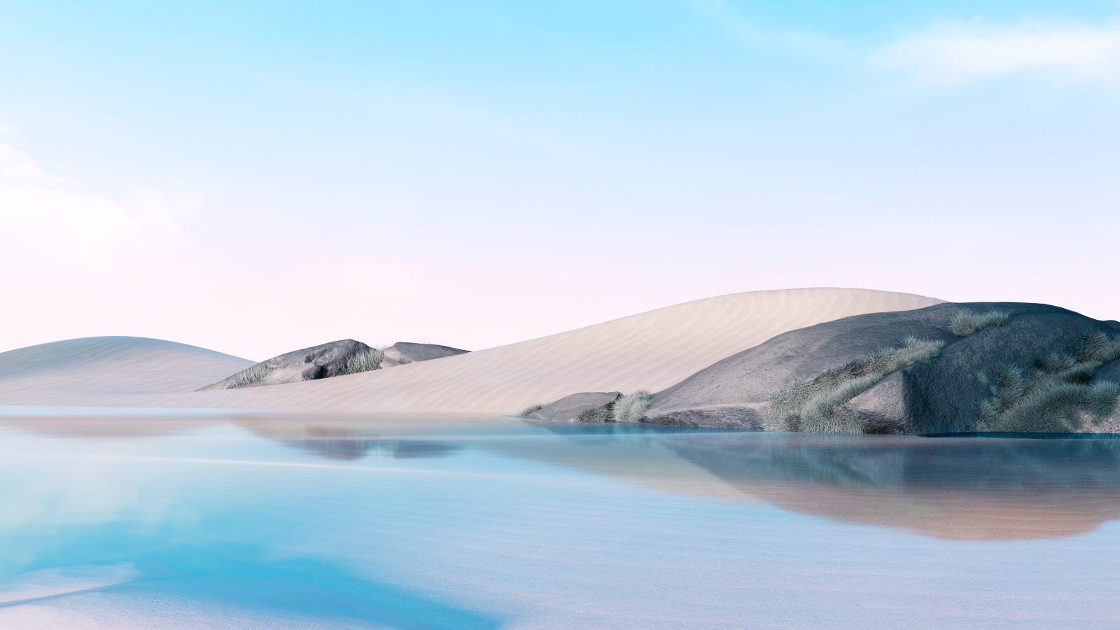 3840×2160 windows 11 Microsoft 湖泊和沙漠风景壁纸