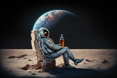 3060x2048 宇航员在月球上喝酒 太空 科幻 电脑壁纸