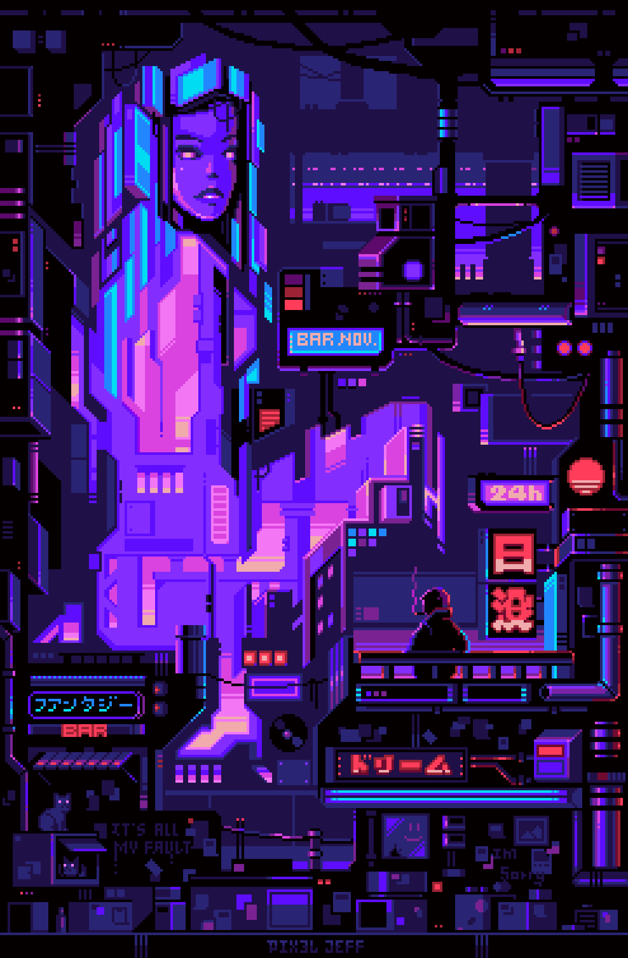w56pqp 1235×1885 pixel art DeviantArt Pixel Jeff portrait display Blade Runner 2049