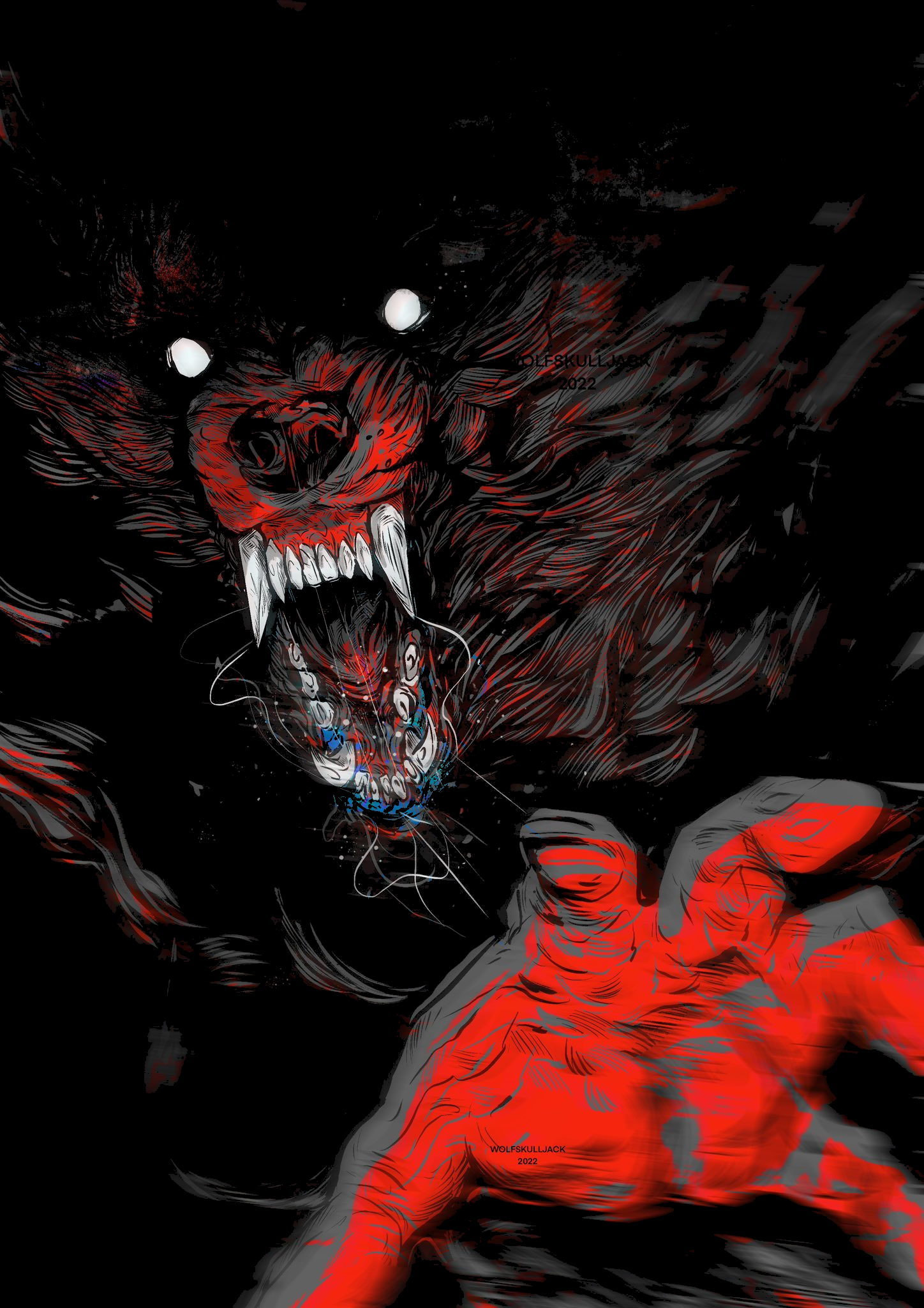 e89ezo 1448×2048 black background wolf portrait display animals pointy teeth