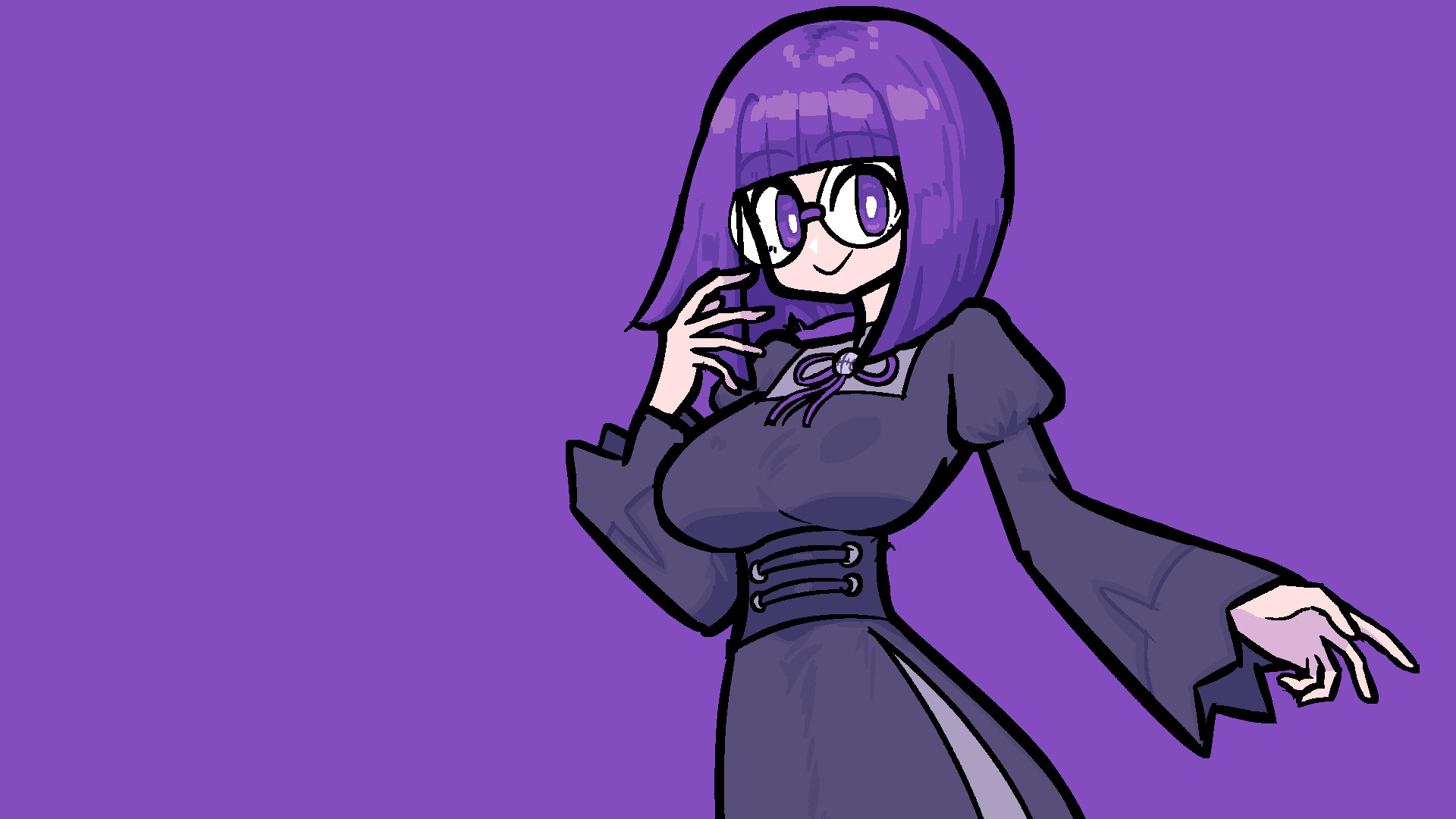 5y52r3 1920×1080 original characters purple simple background smiling purple hair