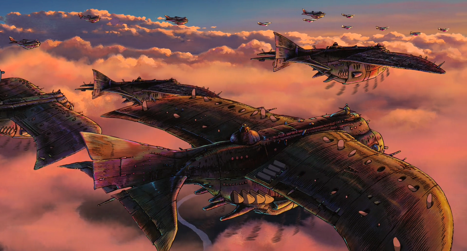 anime lykqj2 1919×1033 Studio Ghibli animation Howl’s Moving Castle sky flying