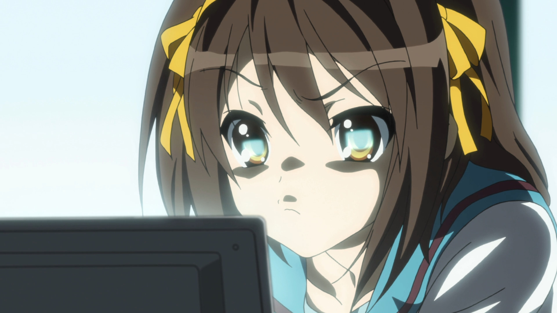 anime e8exwl 1920×1080 Suzumiya Haruhi anime The Disappearance of Haruhi Suzumiya anime screenshot face