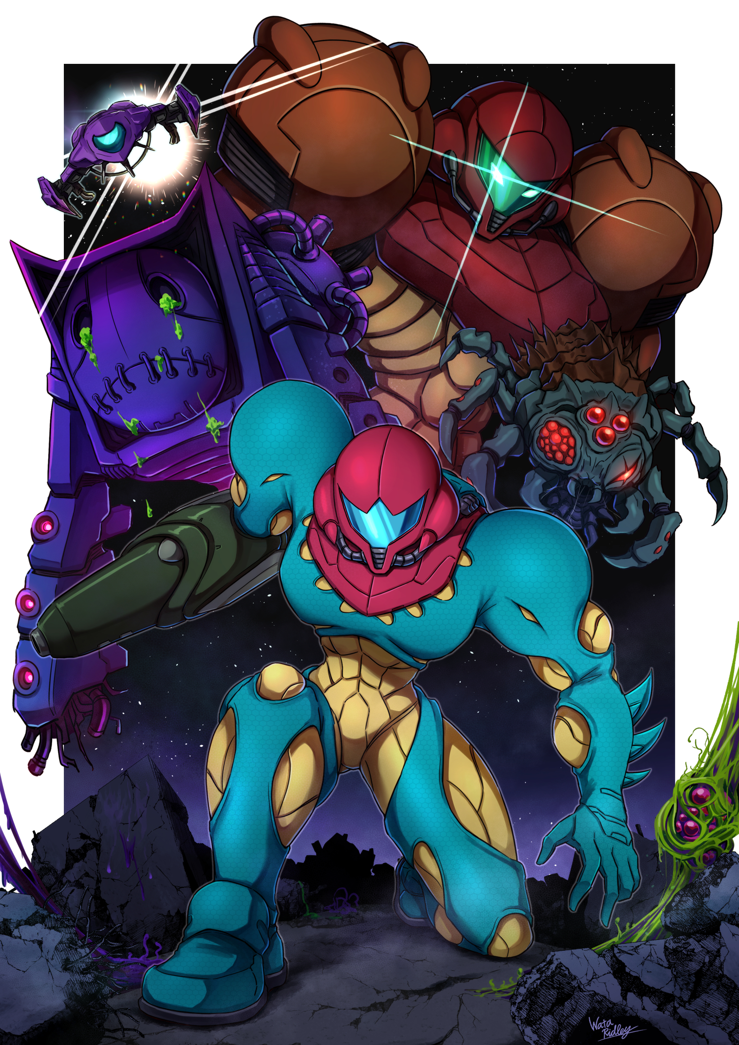 general 6l2dw7 1505×2128 Metroid (series) SA-X (Metroid Fusion) Ridley Kraid fan art