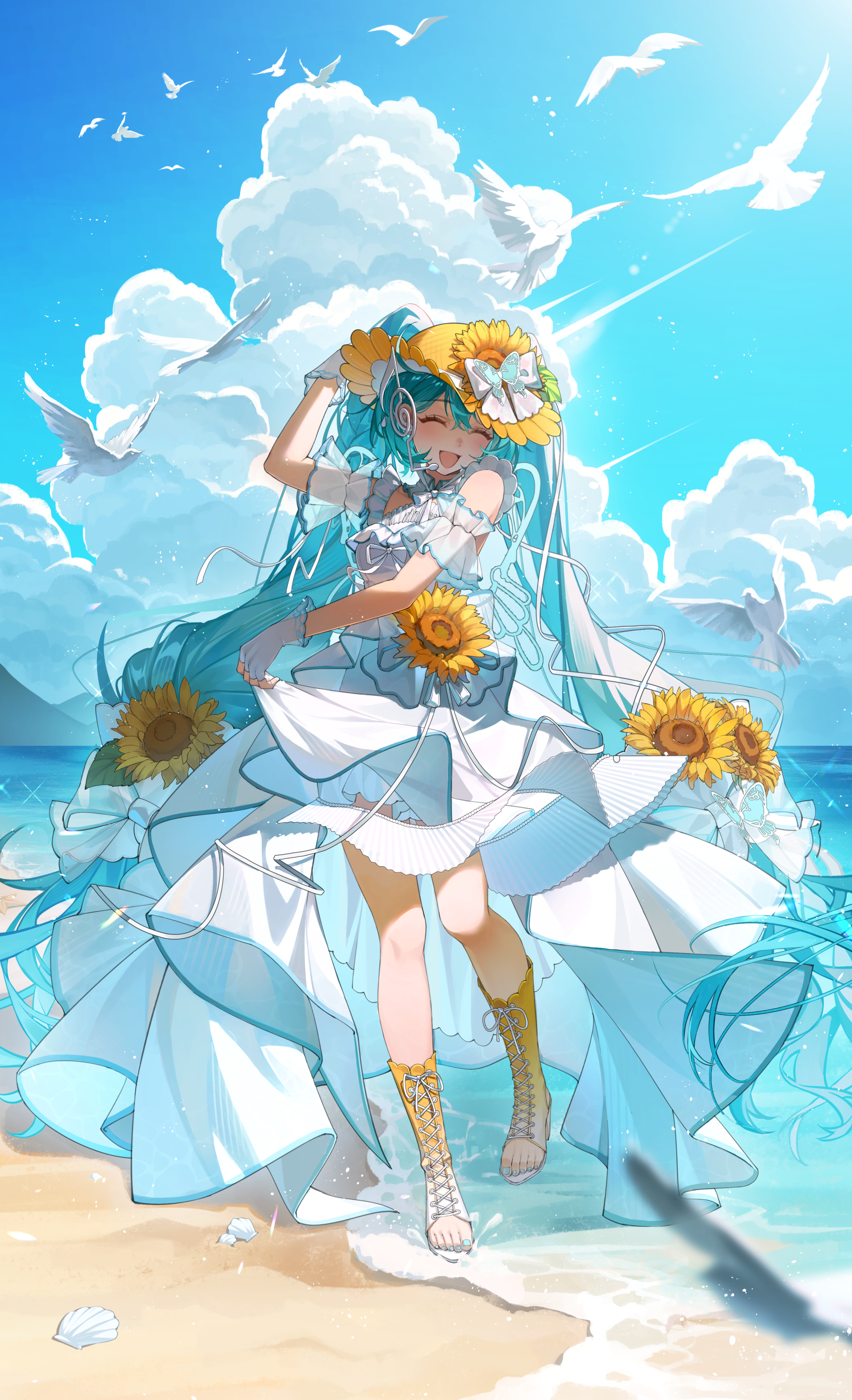 qr3wod 2867×4708 Vocaloid Hatsune Miku anime girls white dress portrait display
