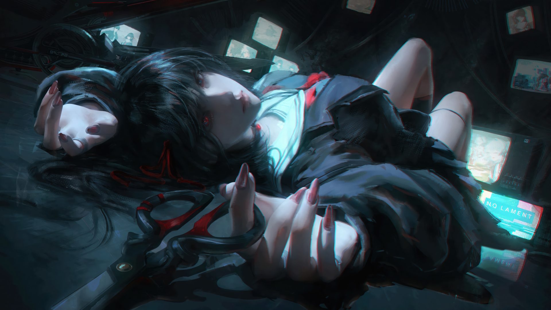 3qwx33 3840×2160 painted nails red eyes sailor uniform Chisa (Wuthering Waves) Wuthering Waves