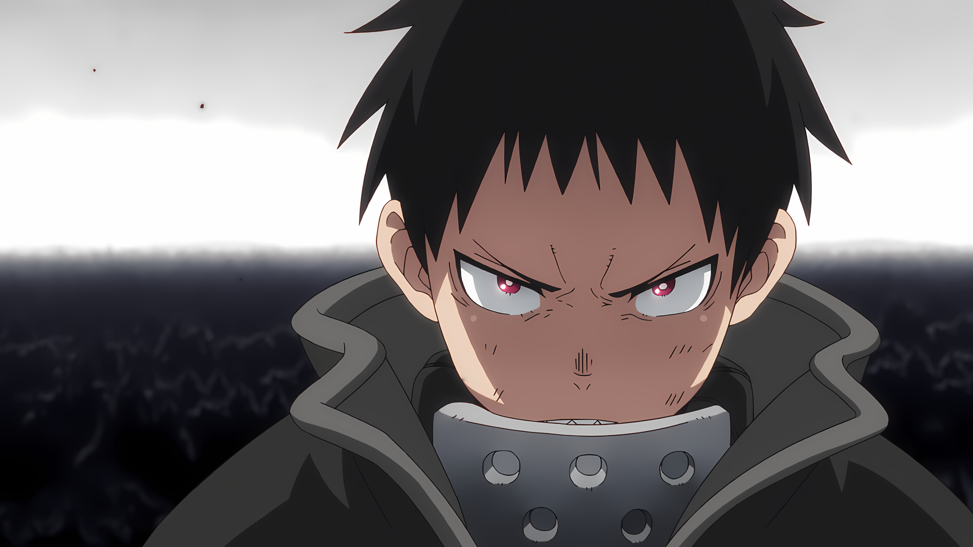 7j1dpo 3840×2160 Enen no Shouboutai Shinra Kusakabe red eyes anime anime screenshot