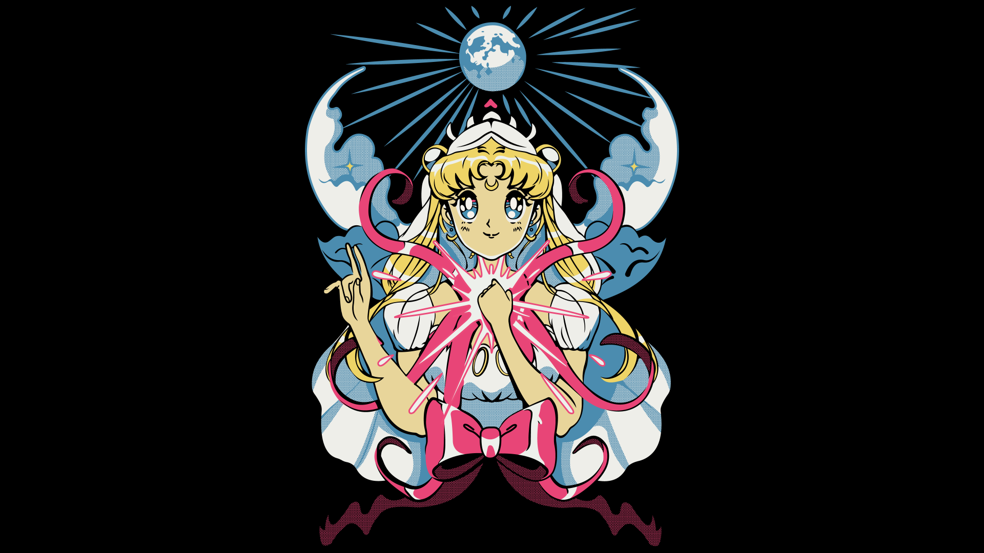 6l5vex 3840×2160 Sailor Moon Tsukino Usagi anime girls blonde black background