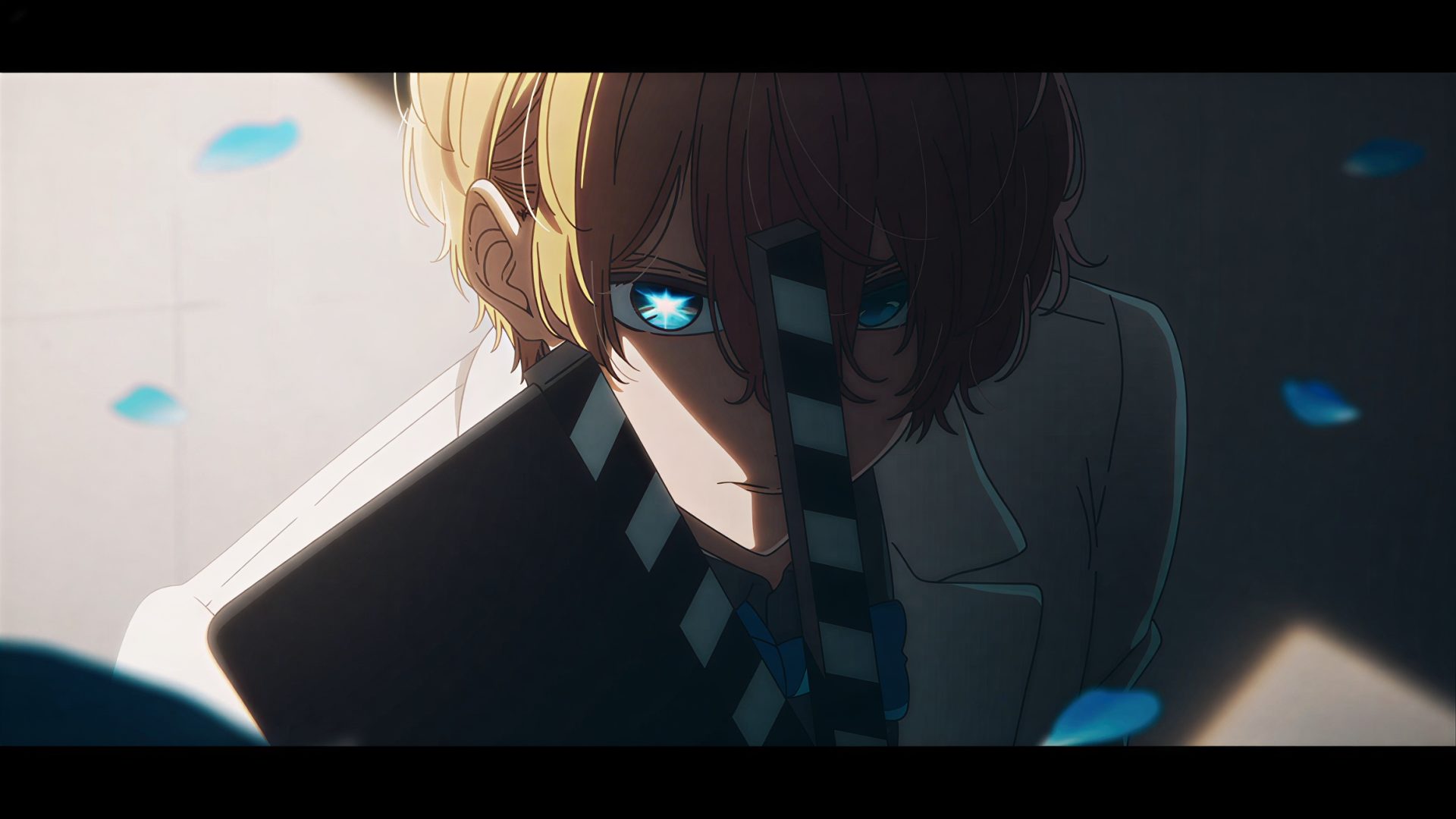 e89jyr 2332×1312 anime Oshi no Ko Aqua hoshino blue eyes petals