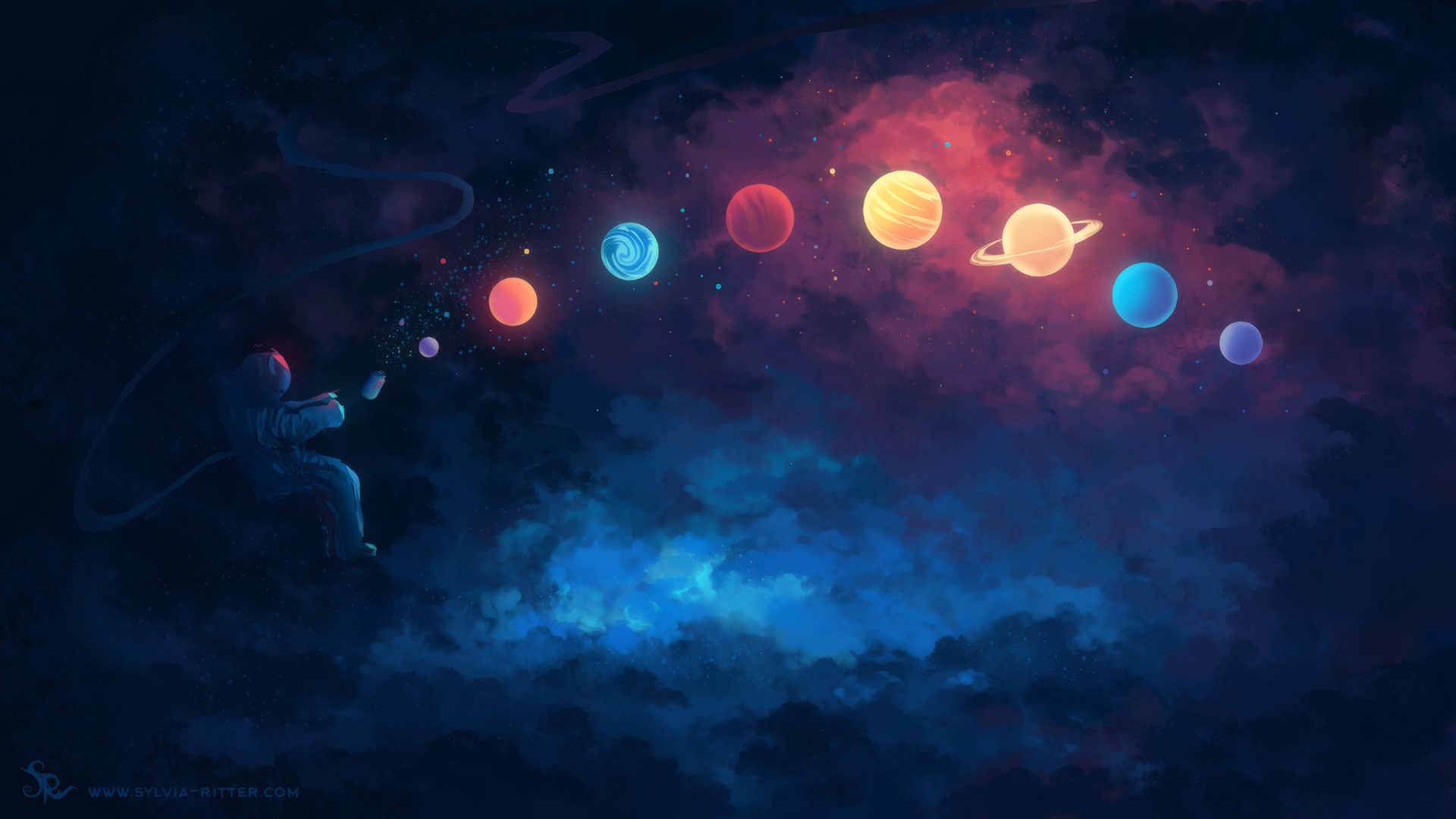 e89vrw 3600×2025 digital art digital painting planet space astronaut