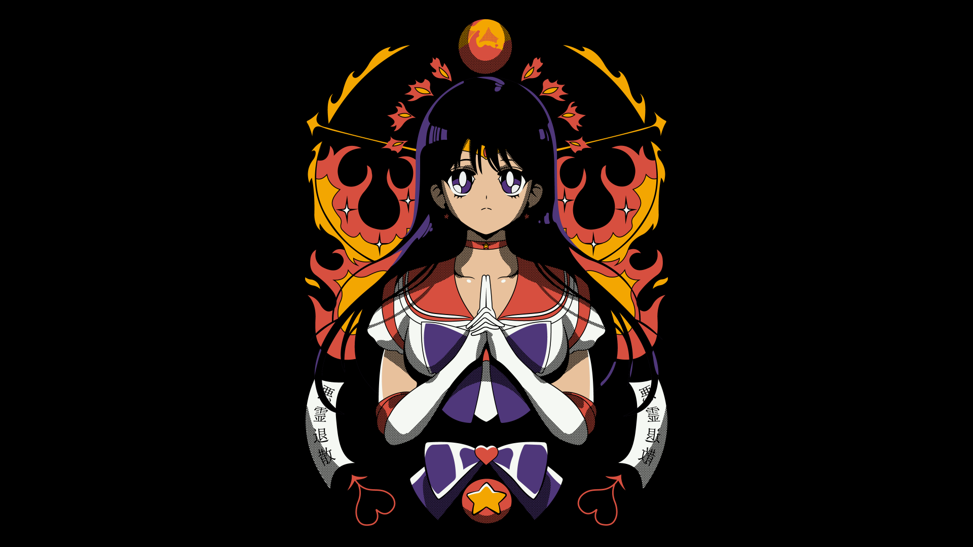 ml18m8 3840×2160 Sailor Moon Sailor Mars purple eyes vector vector trace