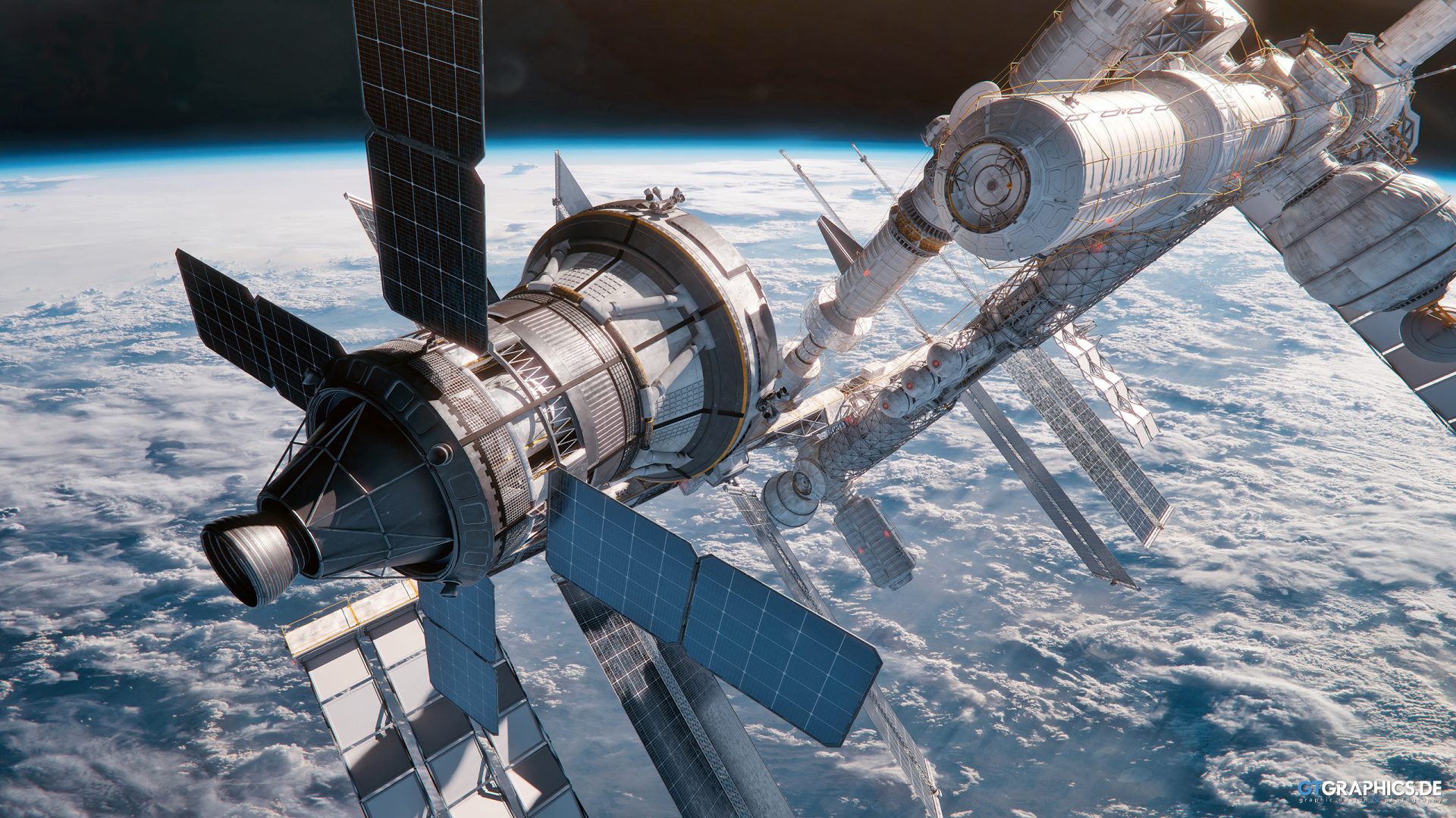 6l596q 2560×1440 GTGraphics space space station planet clouds