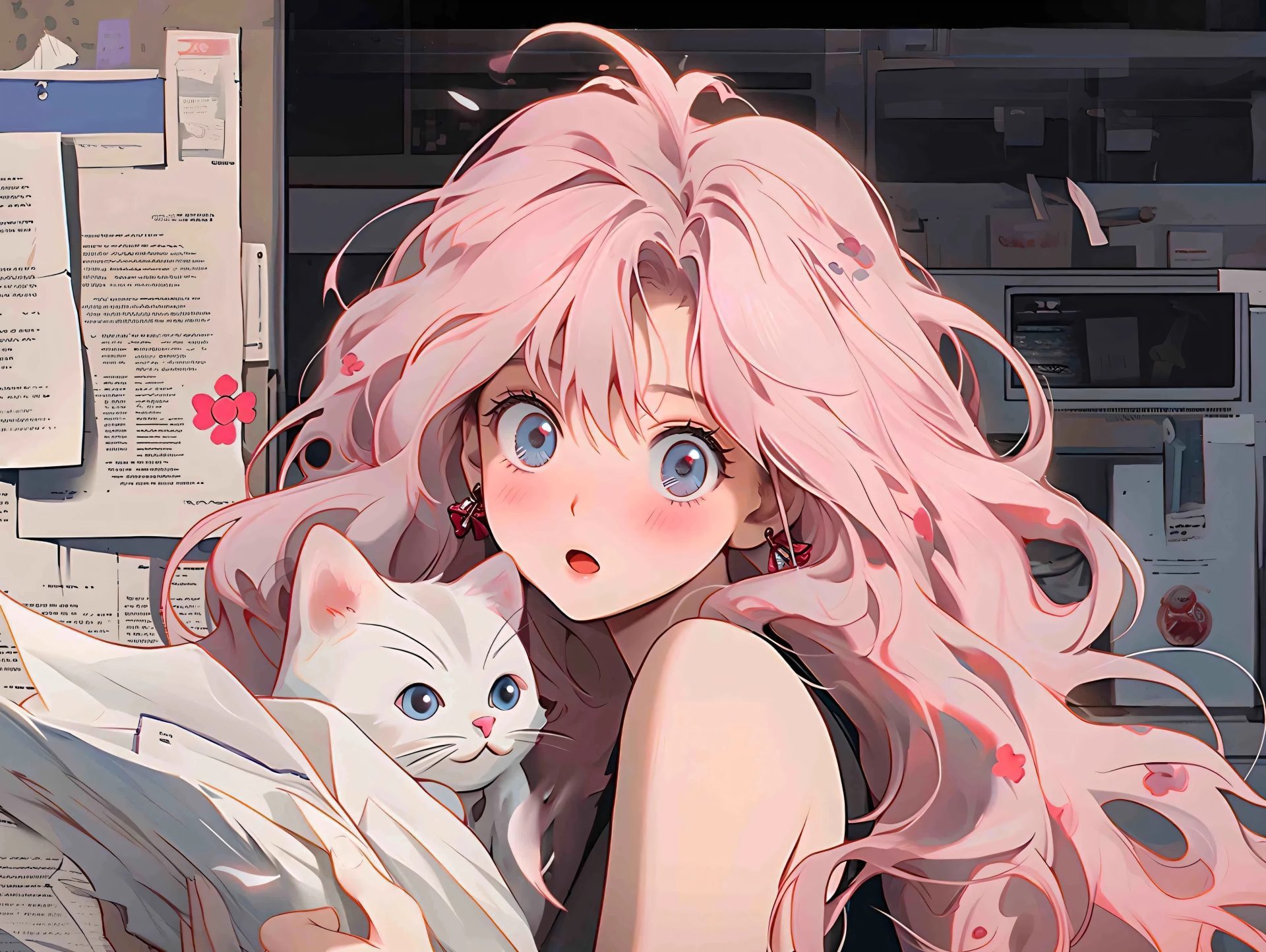 漂亮的壁纸小姐姐猫咪