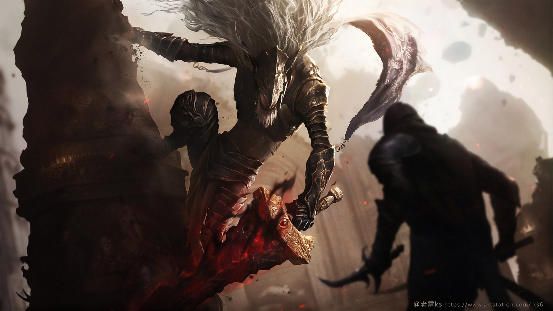 general lykqrr 2560×1440 Maliketh Elden Ring FromSoftware ArtStation watermarked