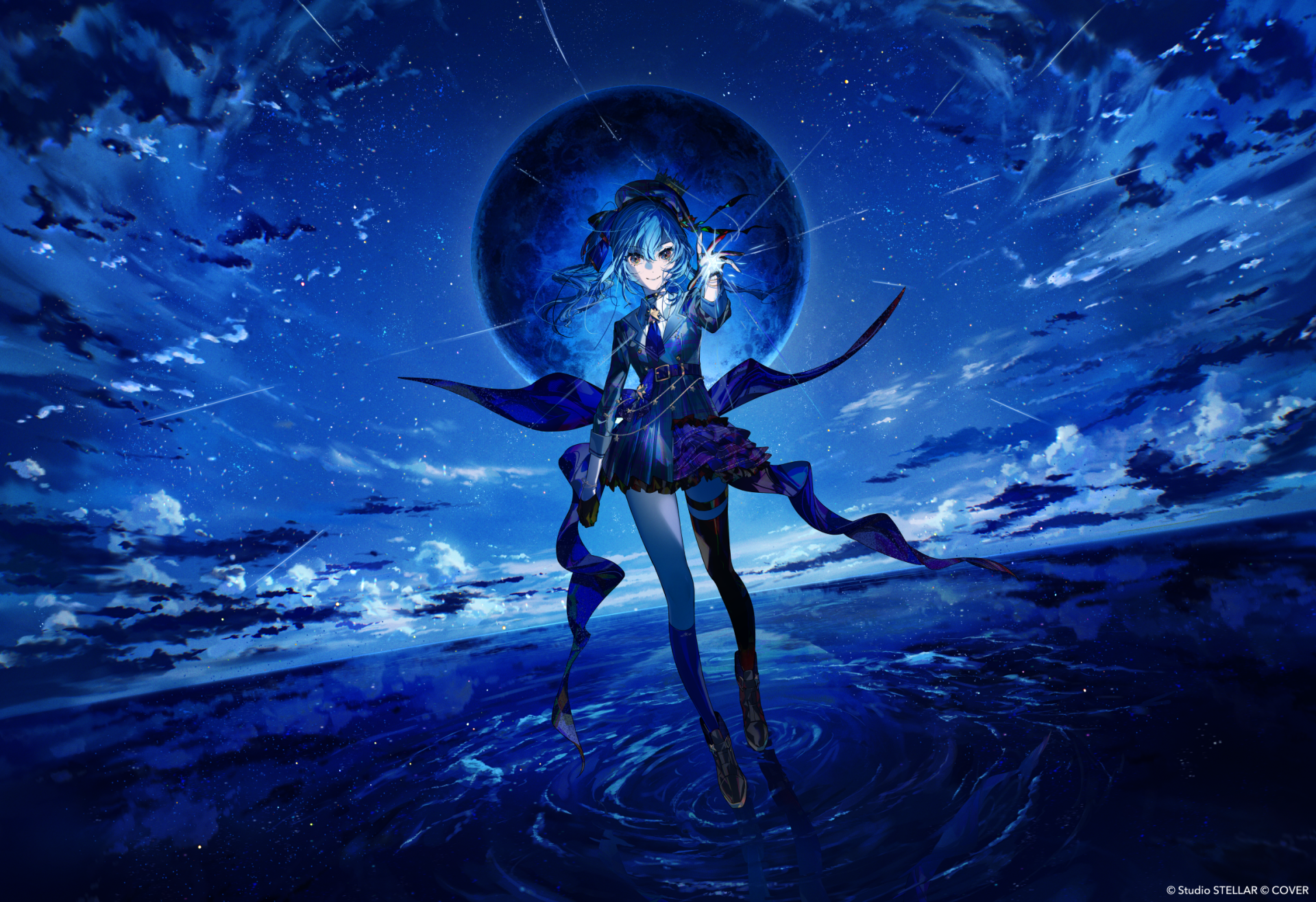 anime vpym35 2300×1576 Hololive Mika Pikazo Hoshimachi Suisei sky women outdoors