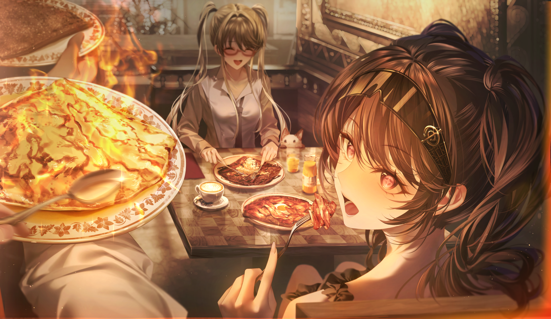 anime zpoxxv 5186×3000 Junpaku Karen smiling anime girls looking back women indoors