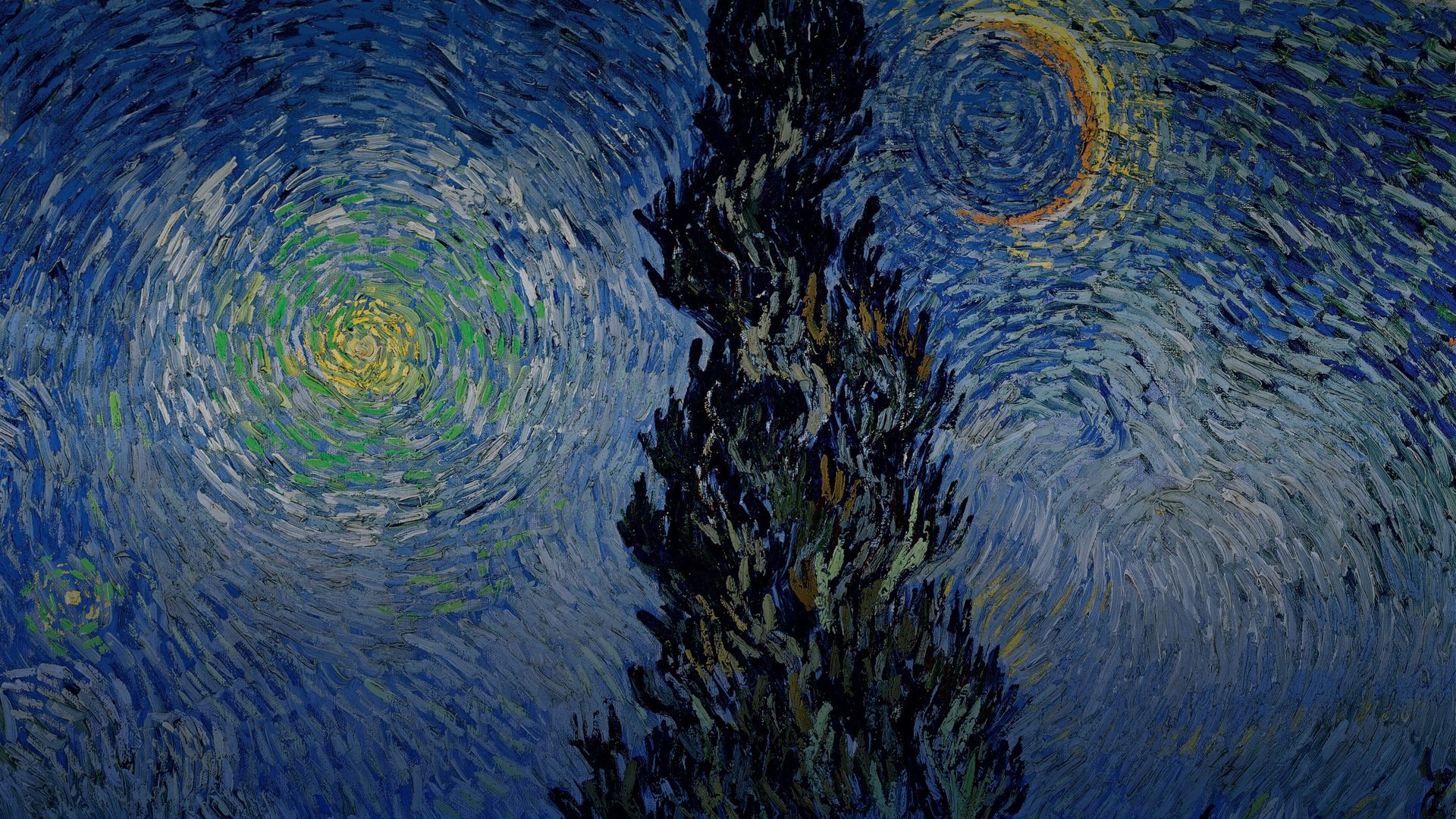 general 219ev6 3840×2160 artwork Vincent van Gogh classic art cropped crescent moon