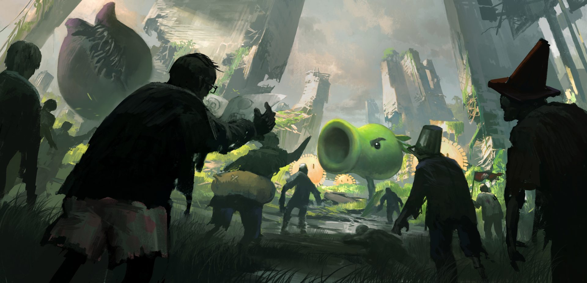 anime 6l2og6 5000×2410 Plants vs. Zombies plants zombies carnivorous plant outdoors