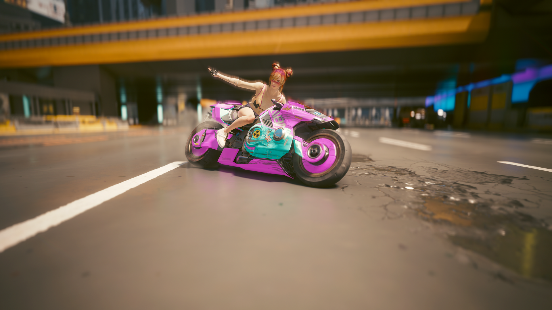 general e8e7ow 2560×1440 Cyberpunk 2077 Moto GP video game characters pink CD Projekt RED