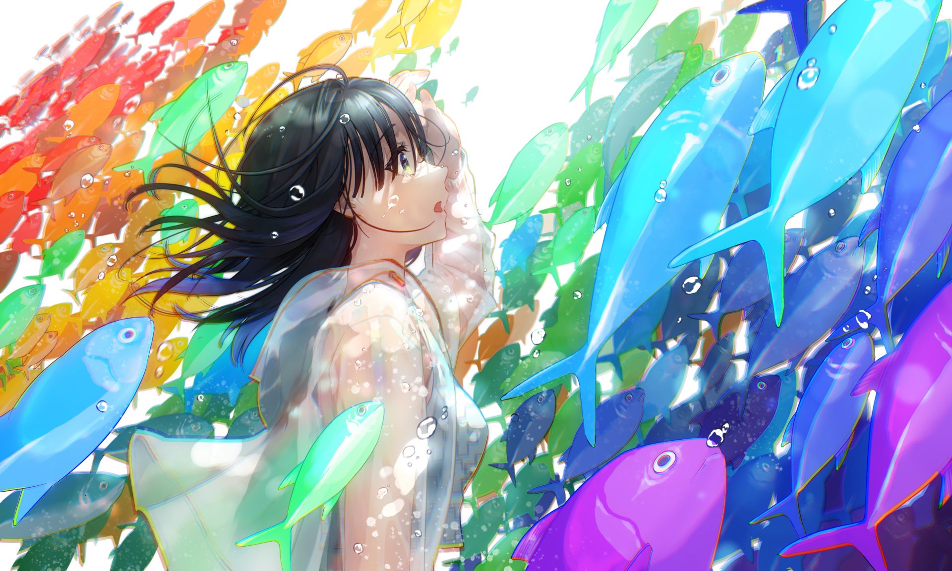 anime 2198zg 3000×1800 Taratarako Gra profile anime girls open mouth see-through clothing