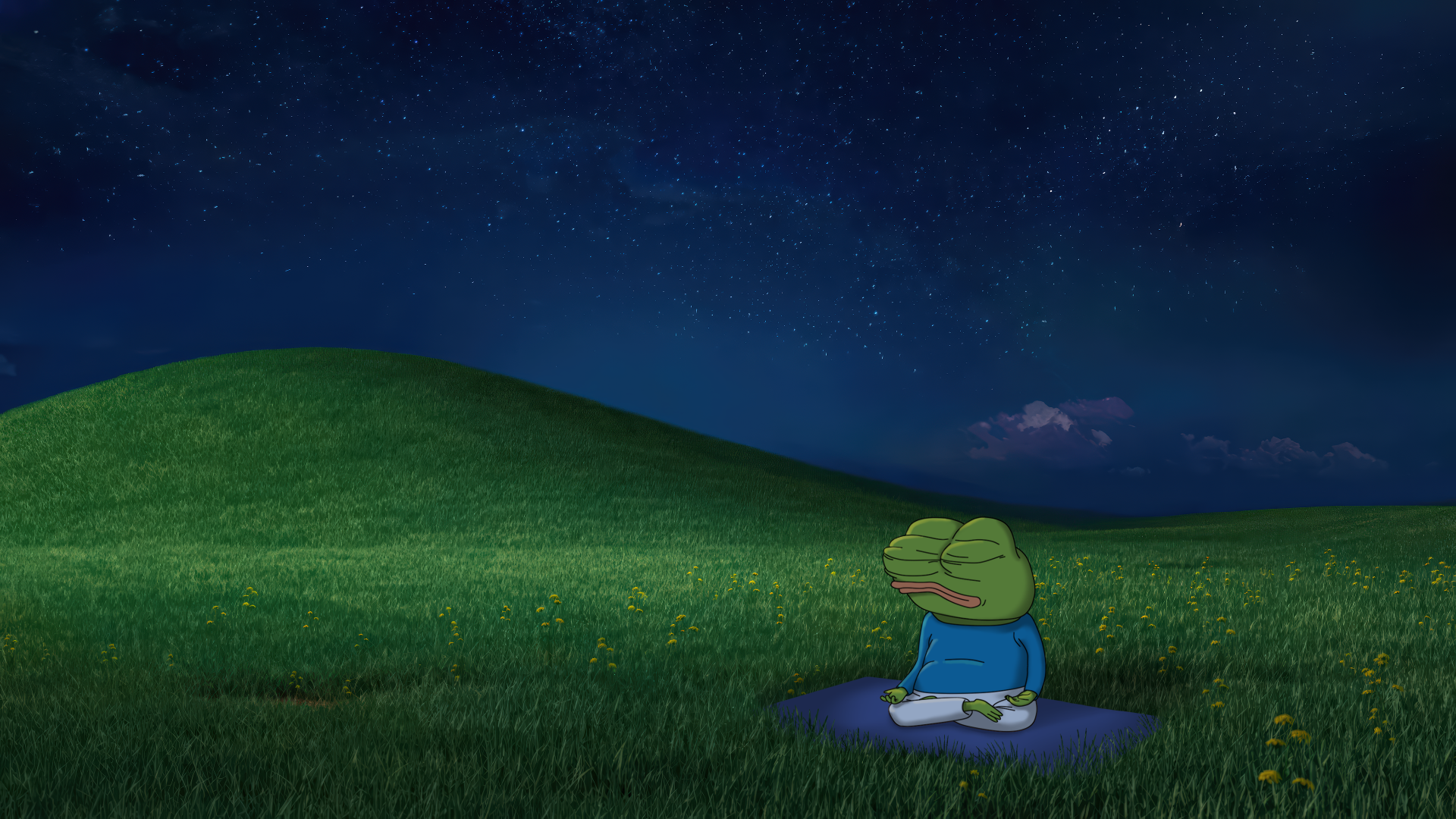 general zpoy6g 3840×2160 Pepe (meme) bliss night hills grass