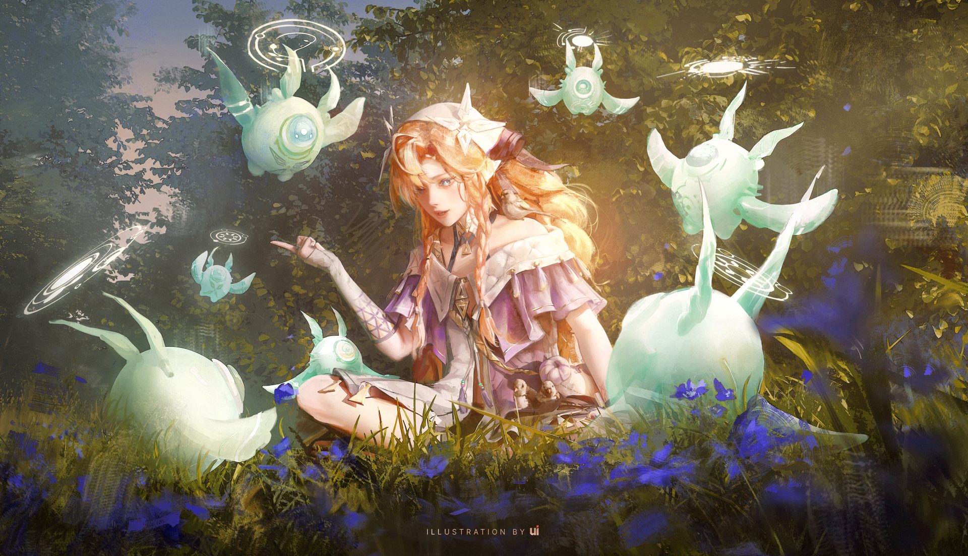 anime e8exvl 4096×2353 Ui_uiiiiiiiii plants flowers women long hair