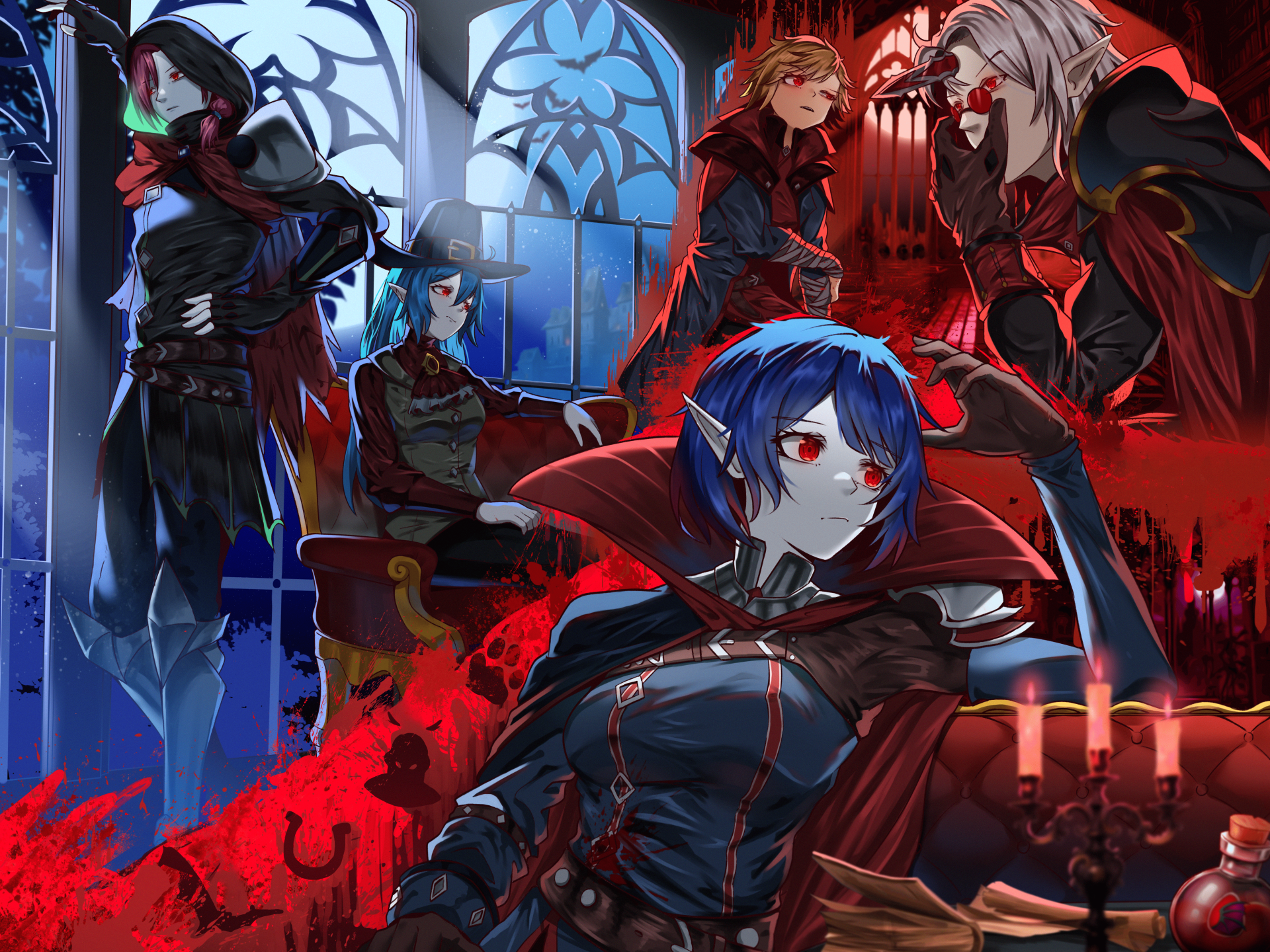 anime yqgx5x 5896×4422 red vampire girl Moon ringed eyes anime boys