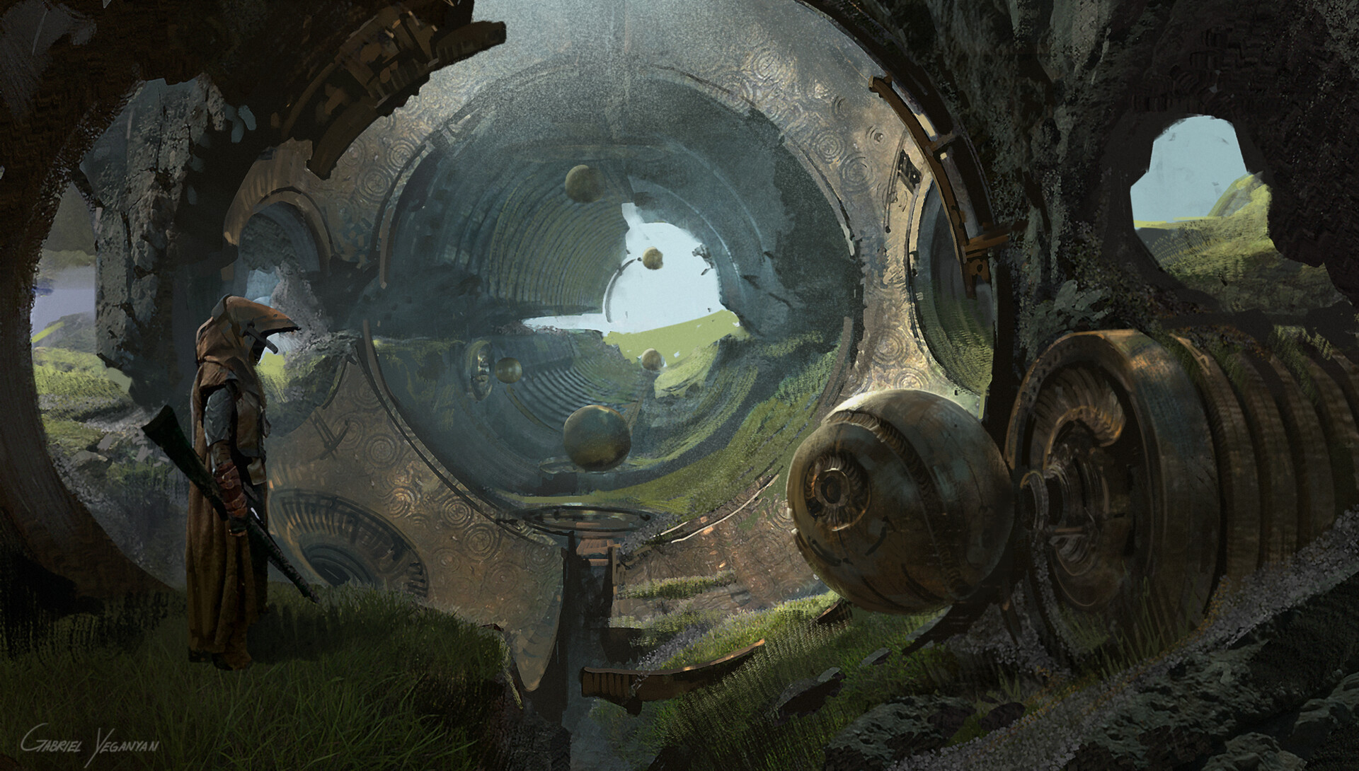 1qd56w 1920×1090 Gabriel Yeganyan ruins nature digital art fantasy art