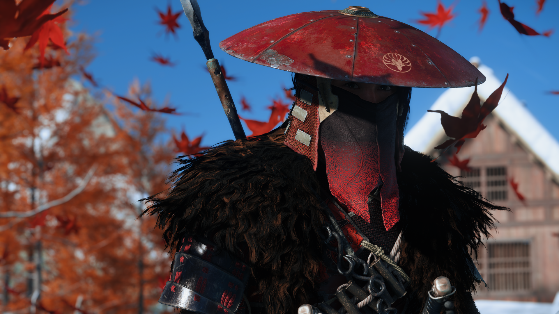 rqyljj 3840×2160 Ghost of Yōtei leaves red screen shot sky