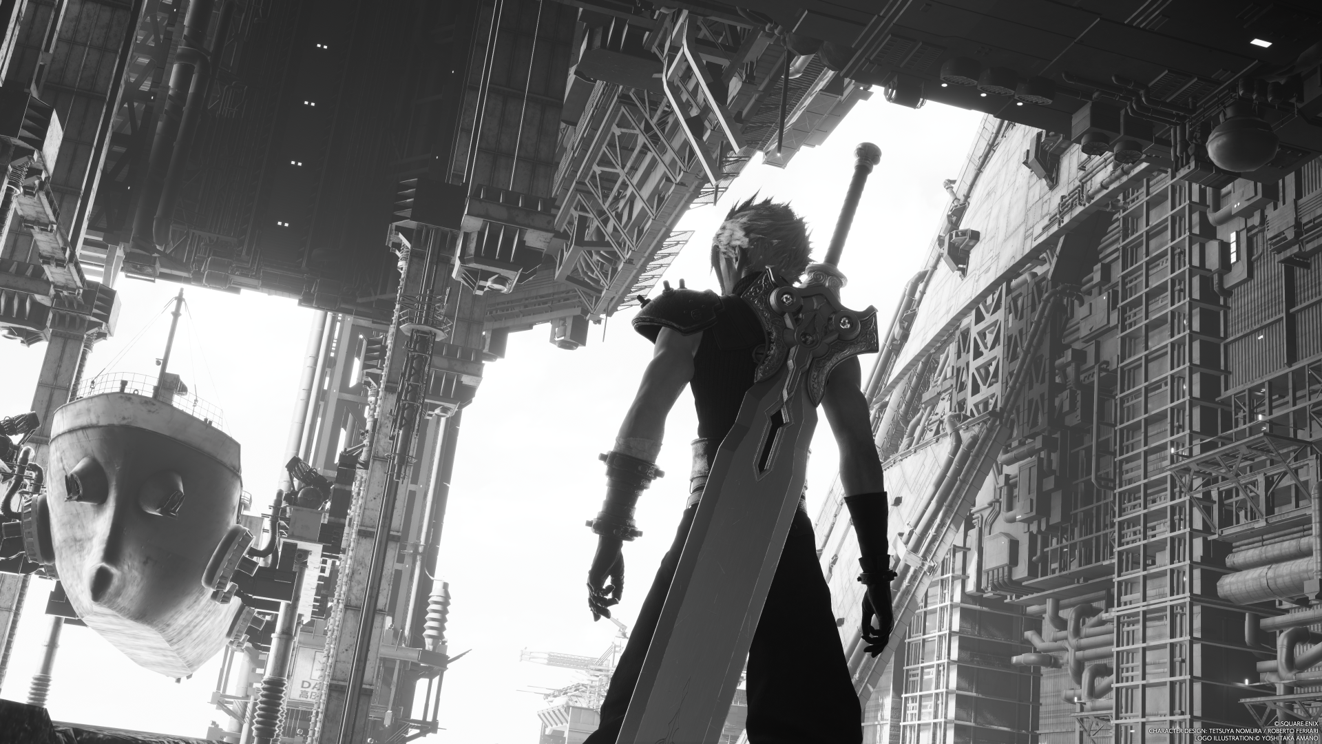 9o2lr8 3840×2160 monochrome Cloud Strife Final Fantasy VII: Rebirth screen shot video games