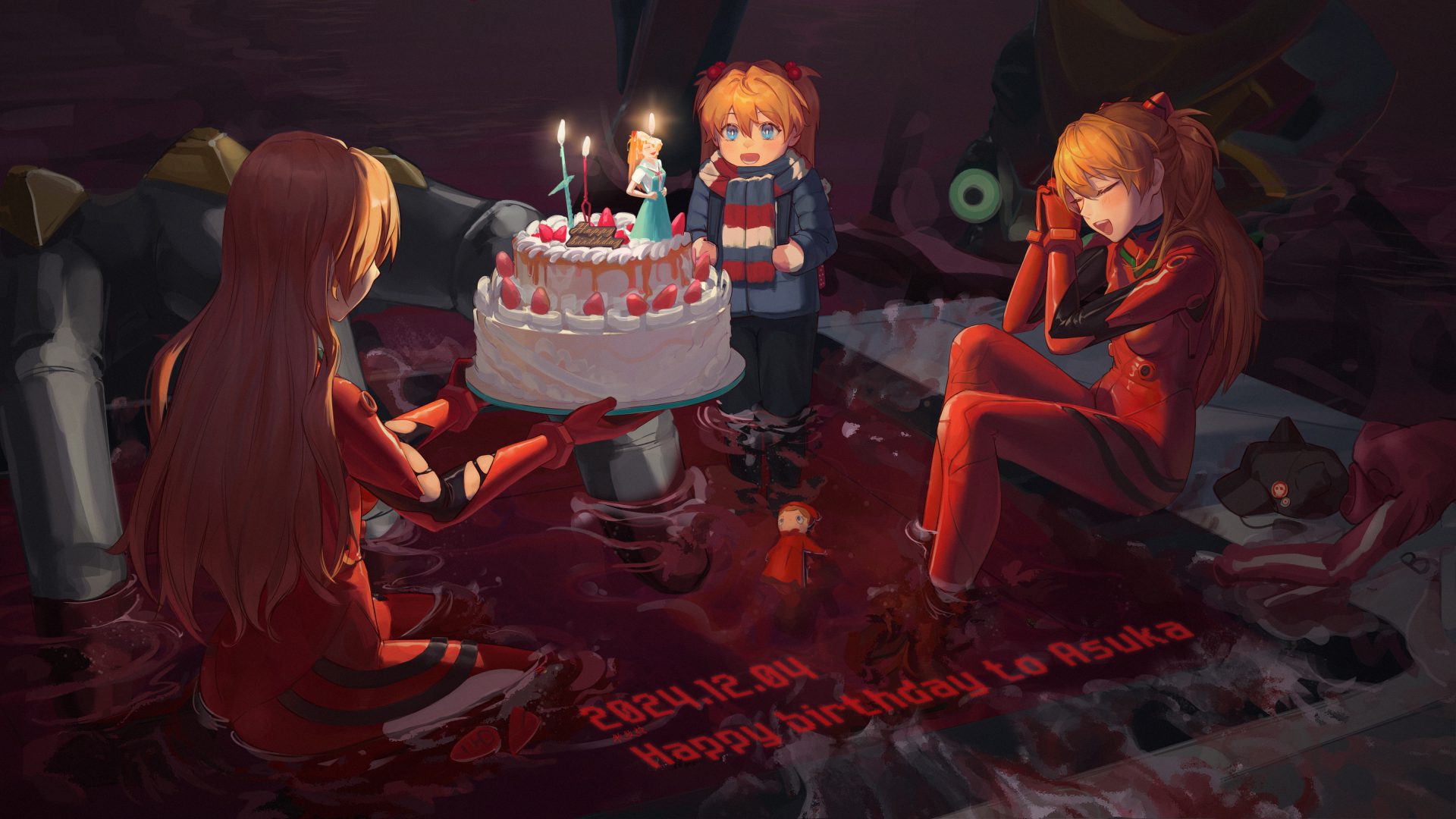 9o2lmx 4800×2700 Asuka Langley Soryu Neon Genesis Evangelion anime women trio ultrawide