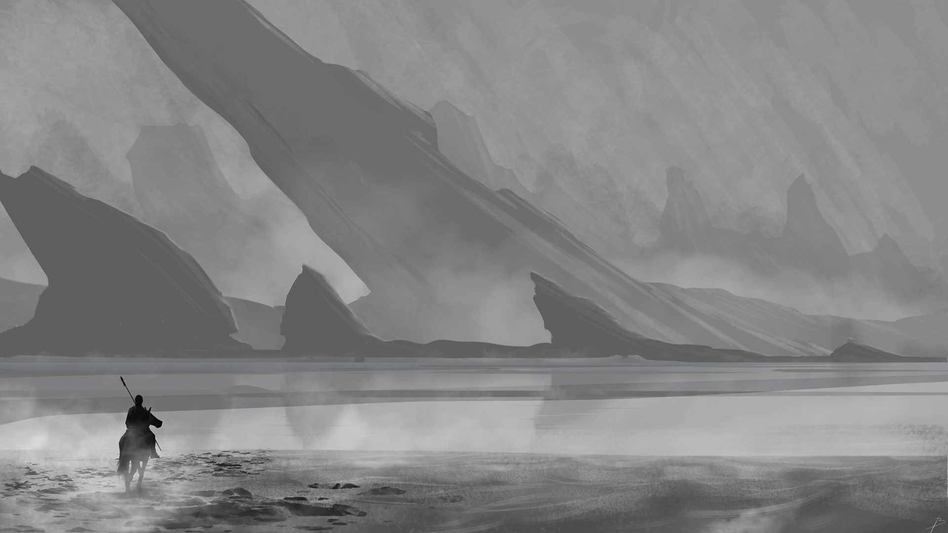 lyw1m2 2048×1152 JoeyJazz DeviantArt digital art horseback reflection