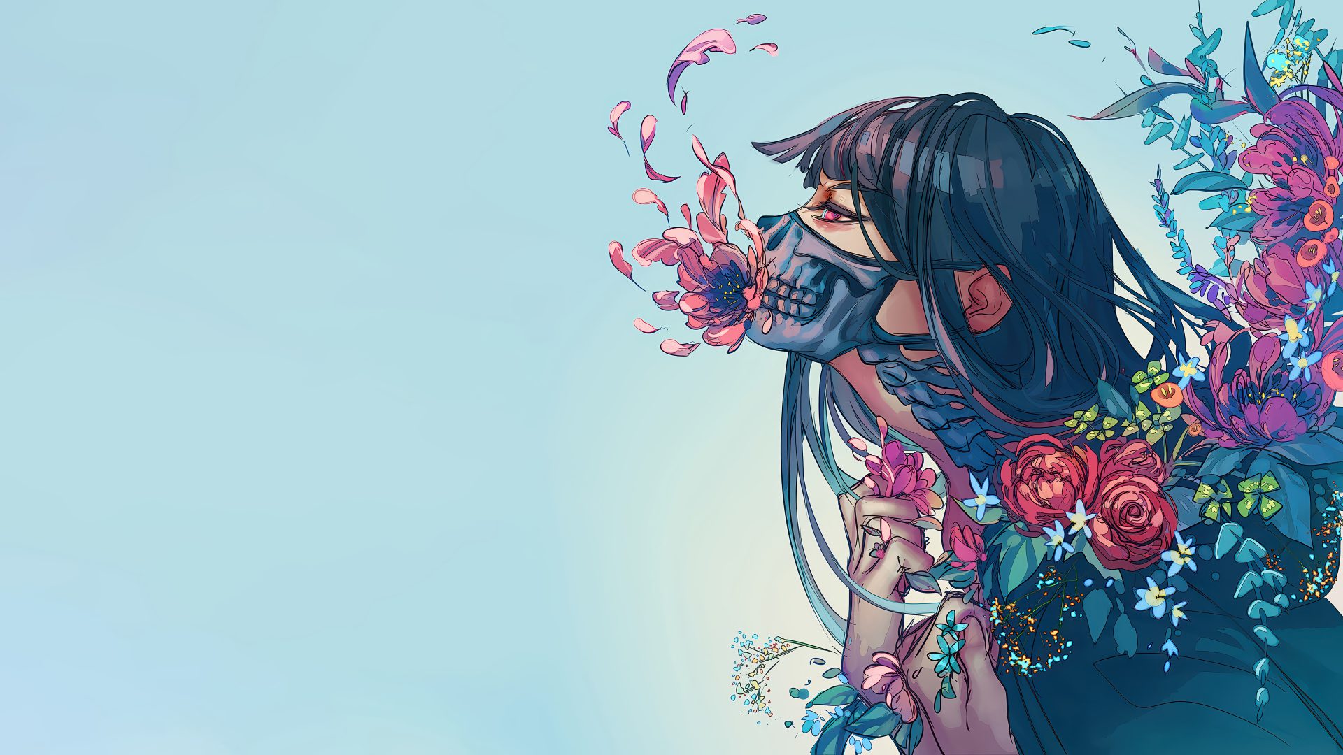 e89gwo 3840×2160 Yuumei digital art illustration floral plants