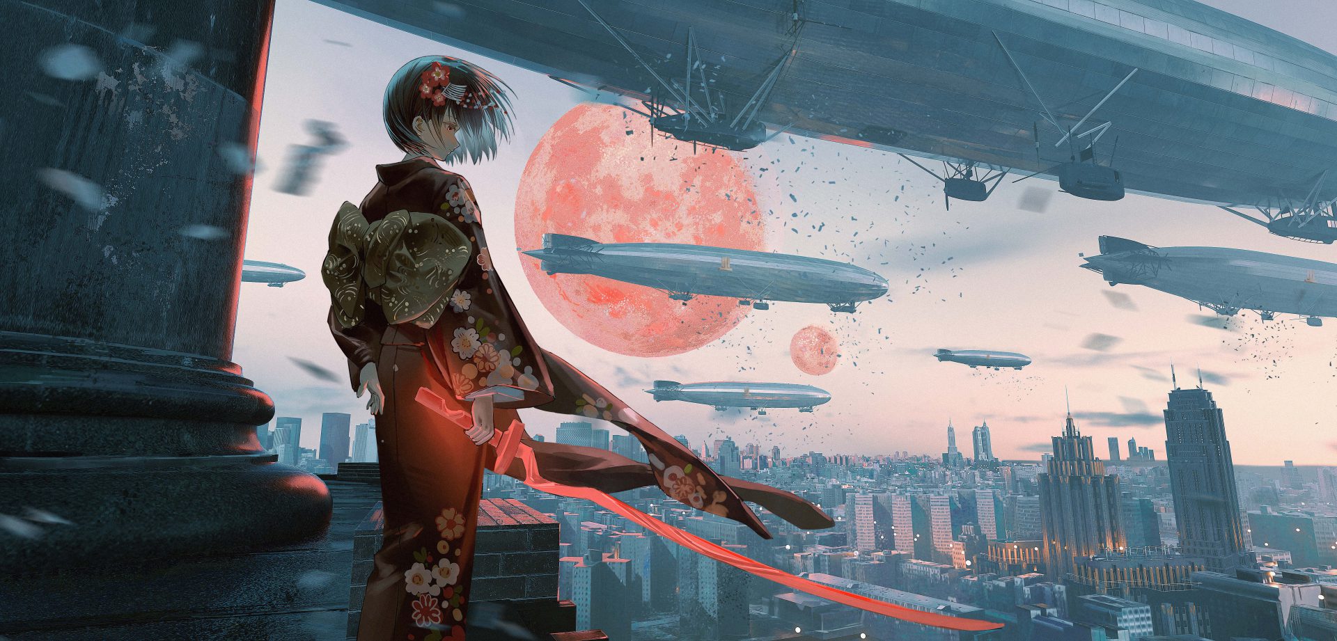 vpo89p 8000×3838 anime girls anime Homutan1 standing original characters