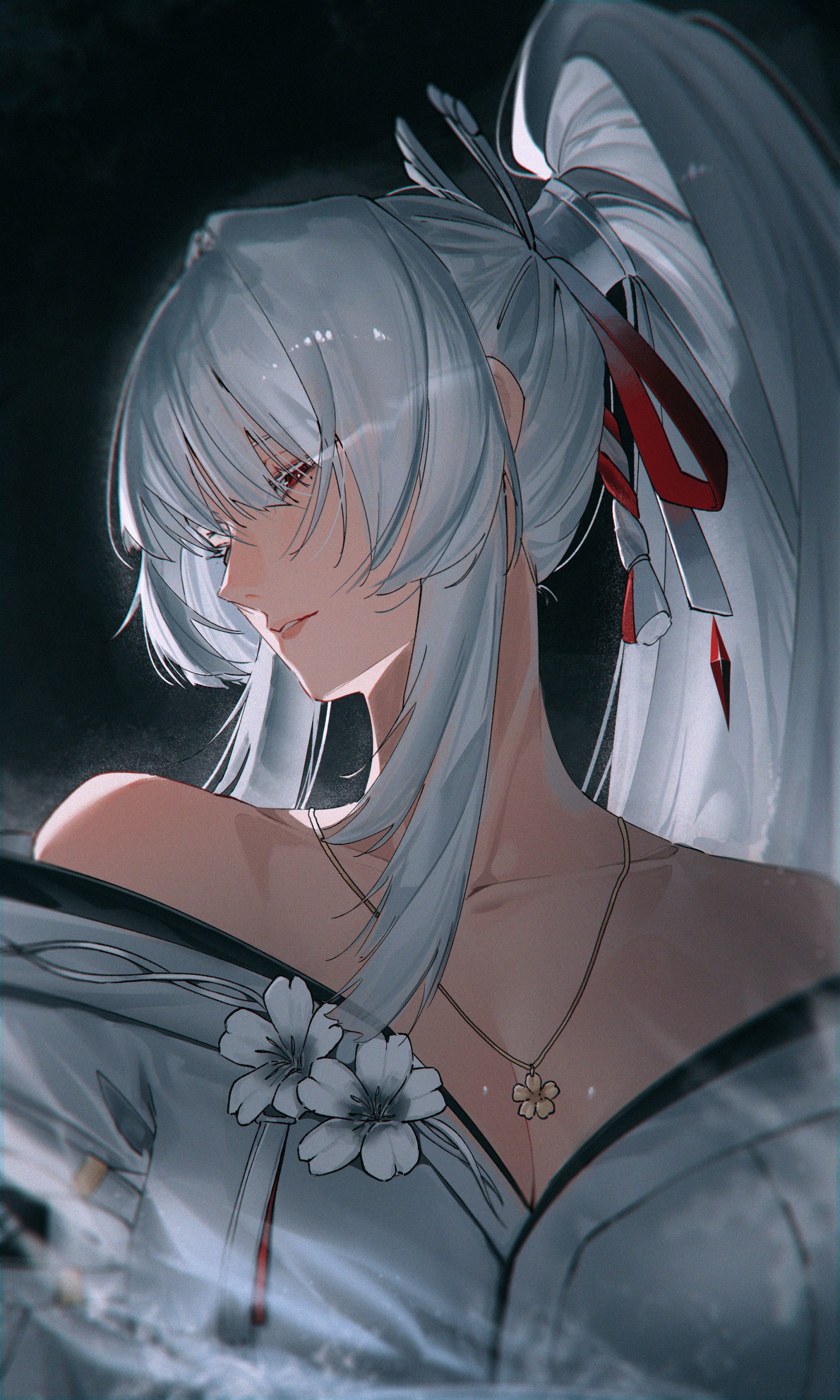 7j18ge 2270×3781 Lufi Ays portrait display white hair bare shoulders Wuthering Waves