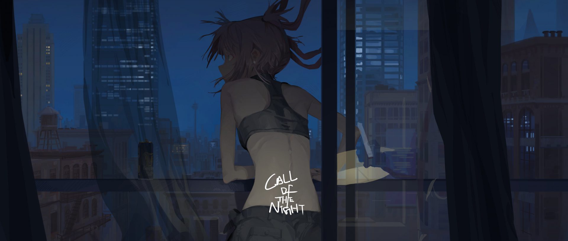 yqedzx 4096×1739 anime girls night blue eyes Yofukashi no Uta Nazuna Nanakusa