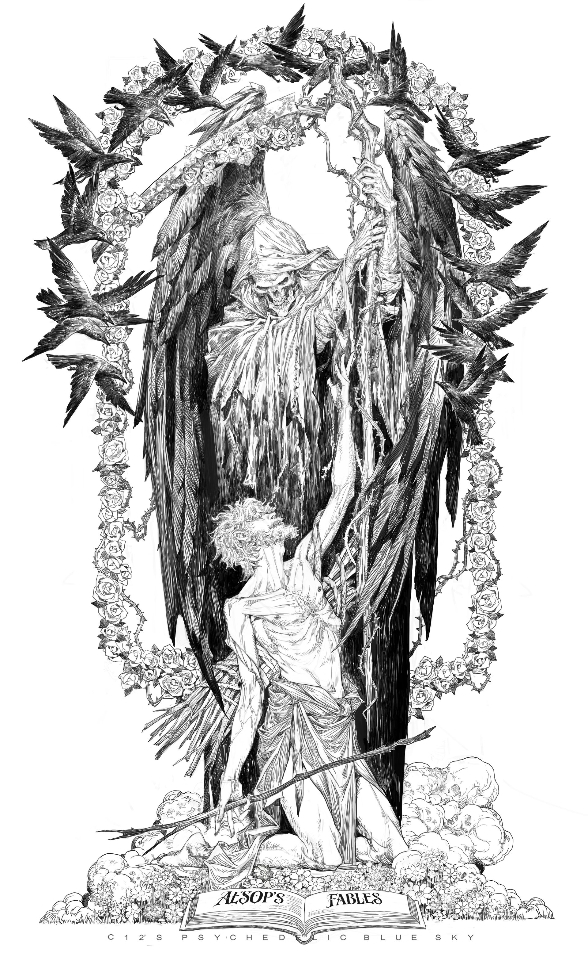 xe7rv3 3840×6268 Feng Wei Aesop’s Fables fantasy art comic art cover art