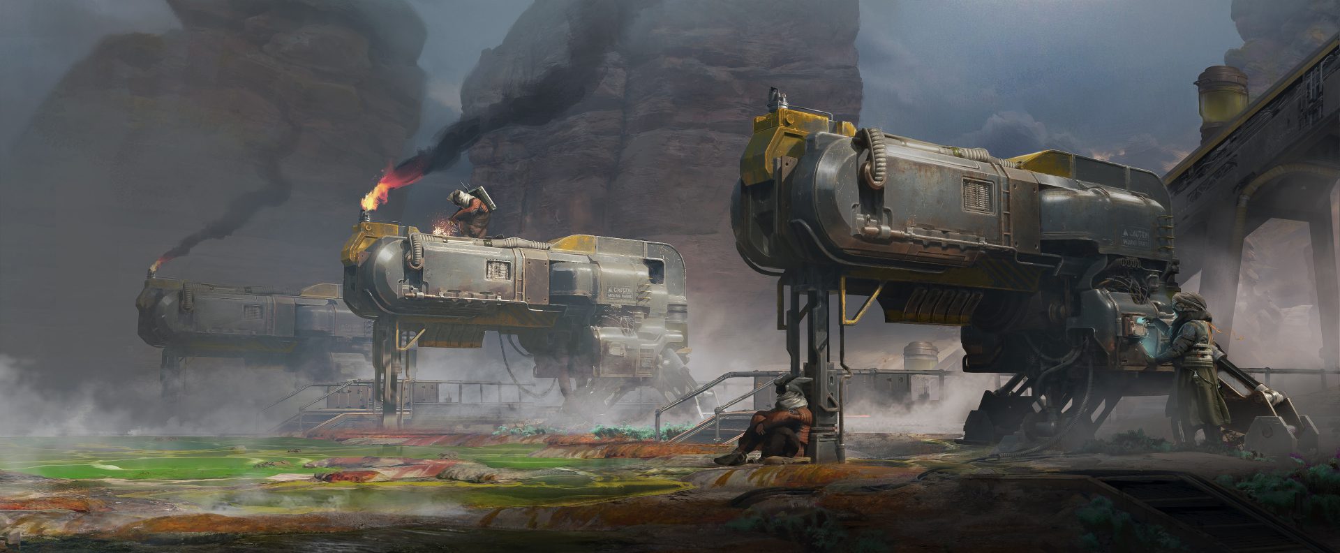 6l58xl 3840×1584 steampunk Ryan Brothers digital art illustration science fiction