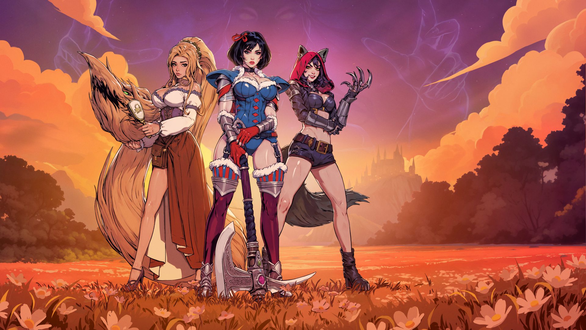 21dm1y 6144×3456 video game art princess Swords & Slippers Snow White Rapunzel