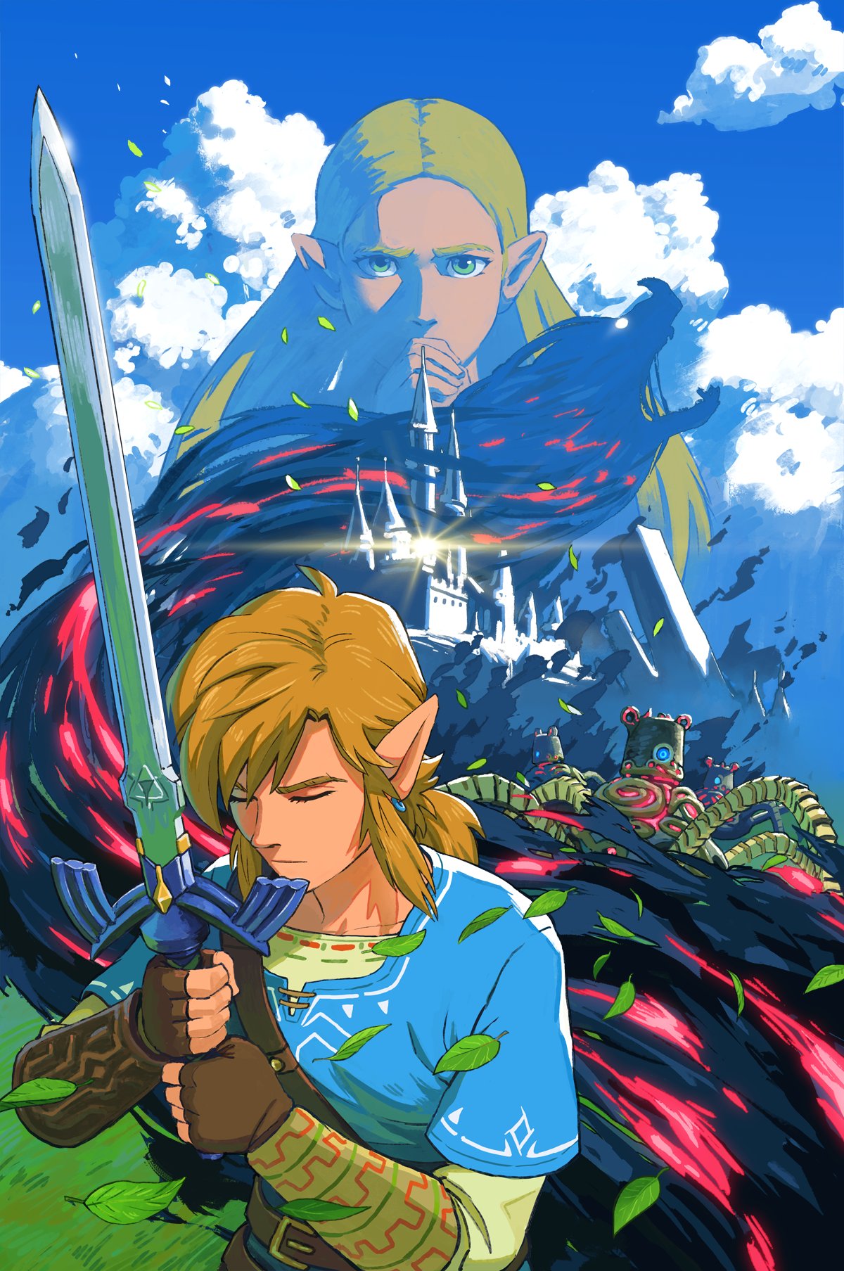 anime d8e3ro 1200×1807 Malin (artist) The Legend of Zelda: Breath of the Wild Link blonde men