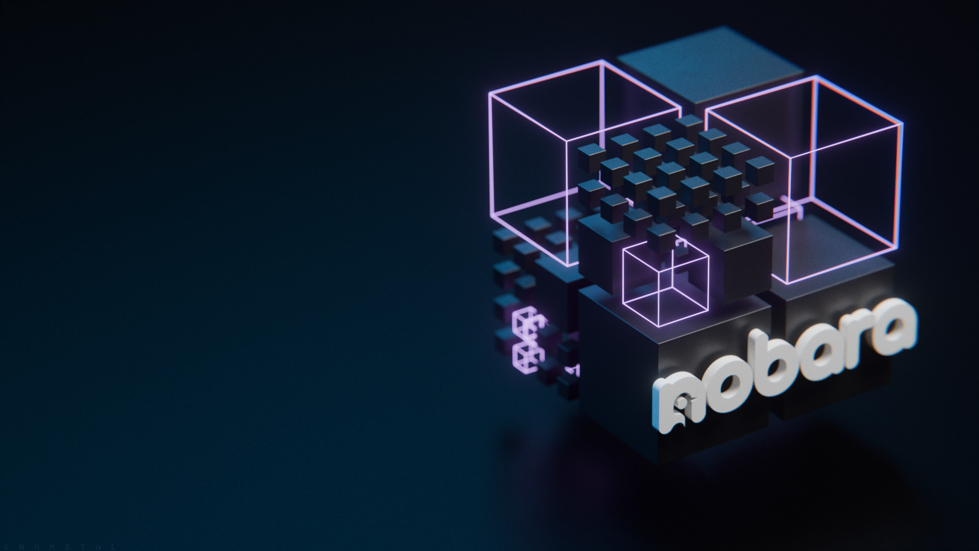 general jekkpq 1920×1080 Nobara operating system 3D blocks dark CGI