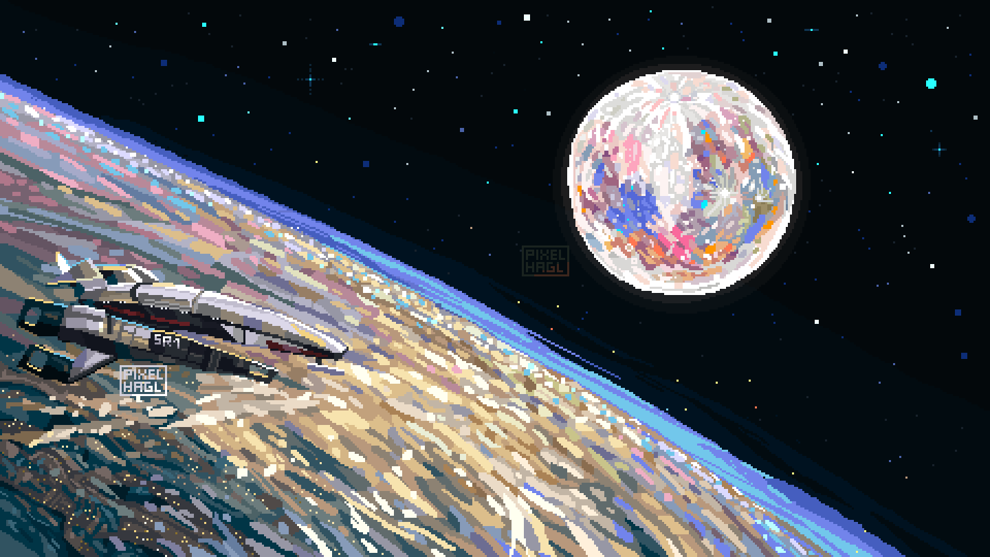 general e8e2yo 1440×810 Pixel_Hagl pixel art planet Mass Effect Normandy SR-1