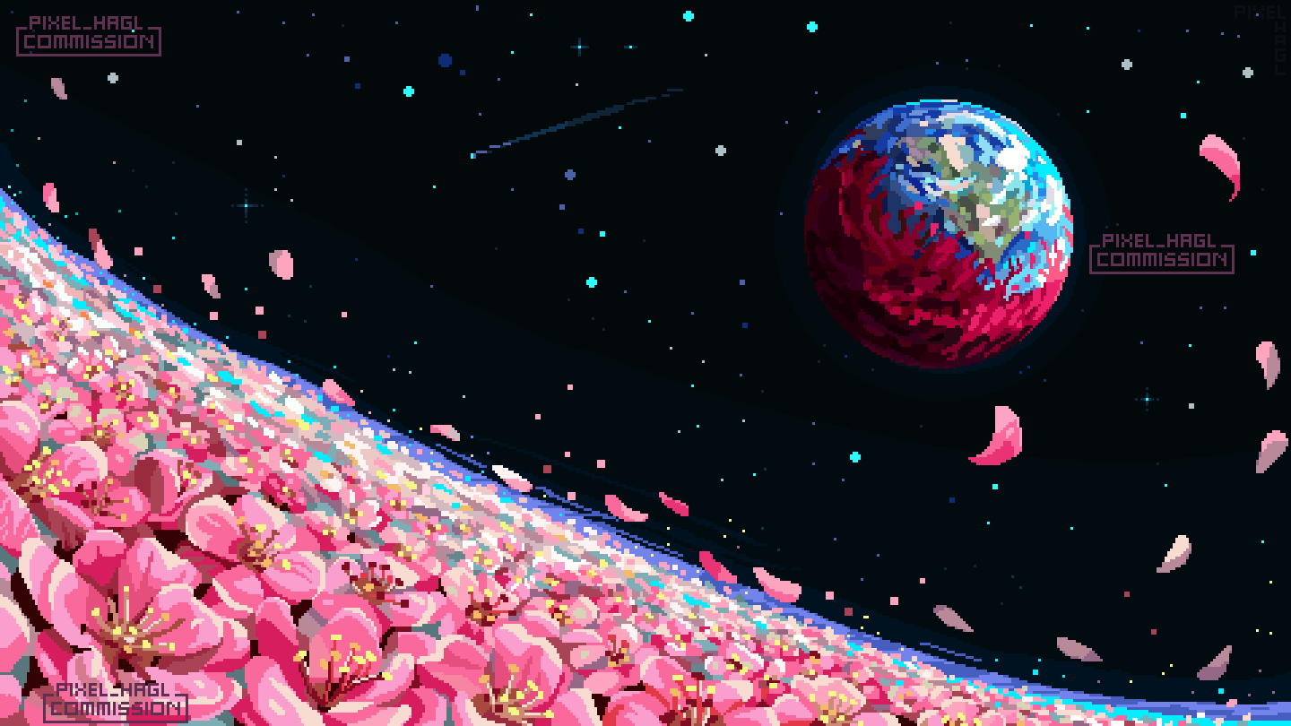 general xej9ll 1440×810 Pixel_Hagl pixel art space planet flowers