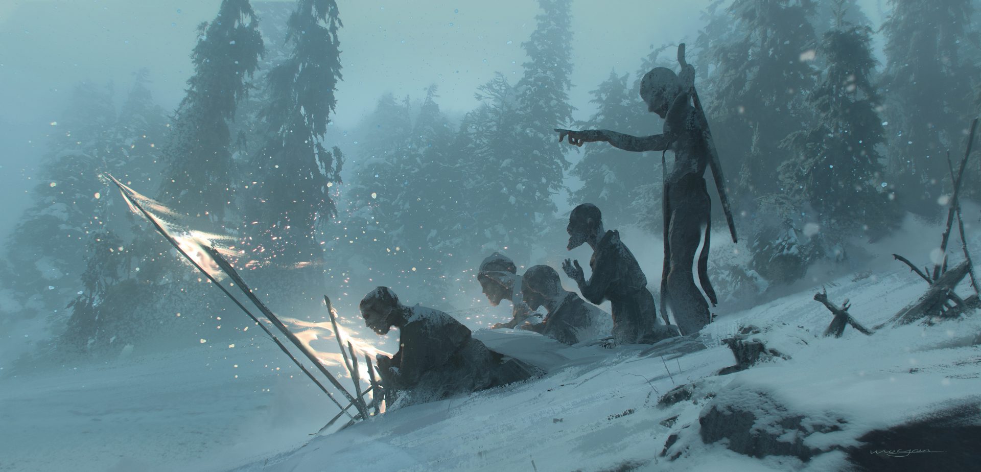 general 1qxd3g 4000×1924 Wogan ArtStation plants trees winter