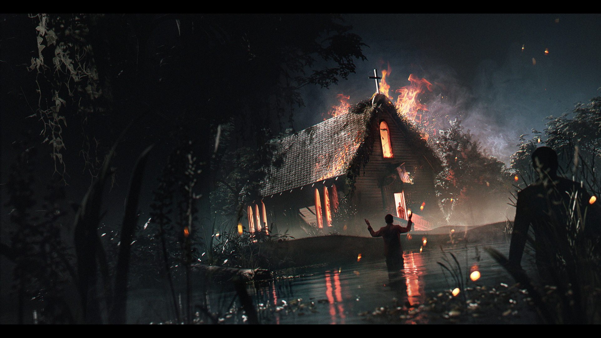 general mlw1d9 3840×2160 church dark fire digital art cult