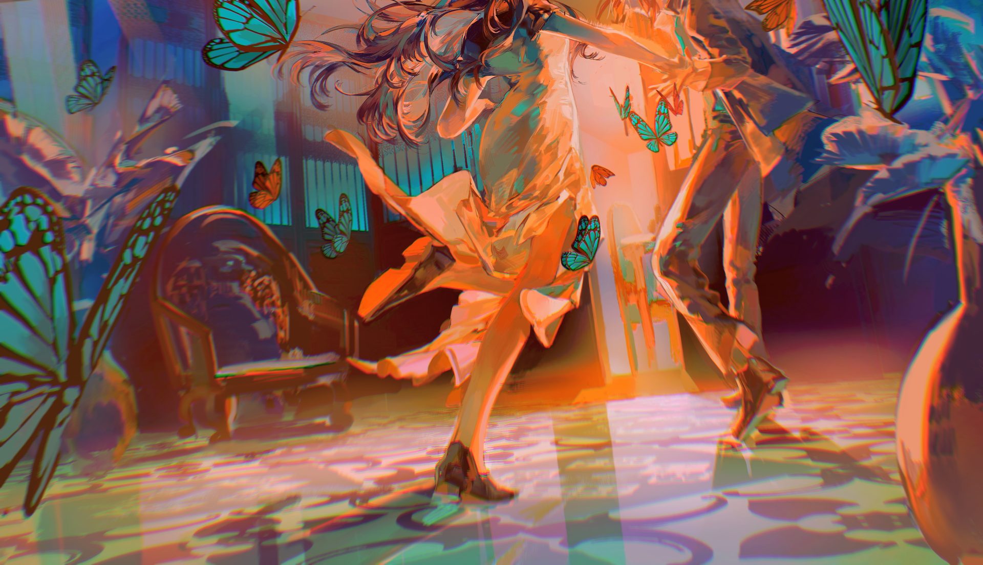 anime pojlpe 4115×2368 anime girls anime boys holding hands butterfly blue butterflies