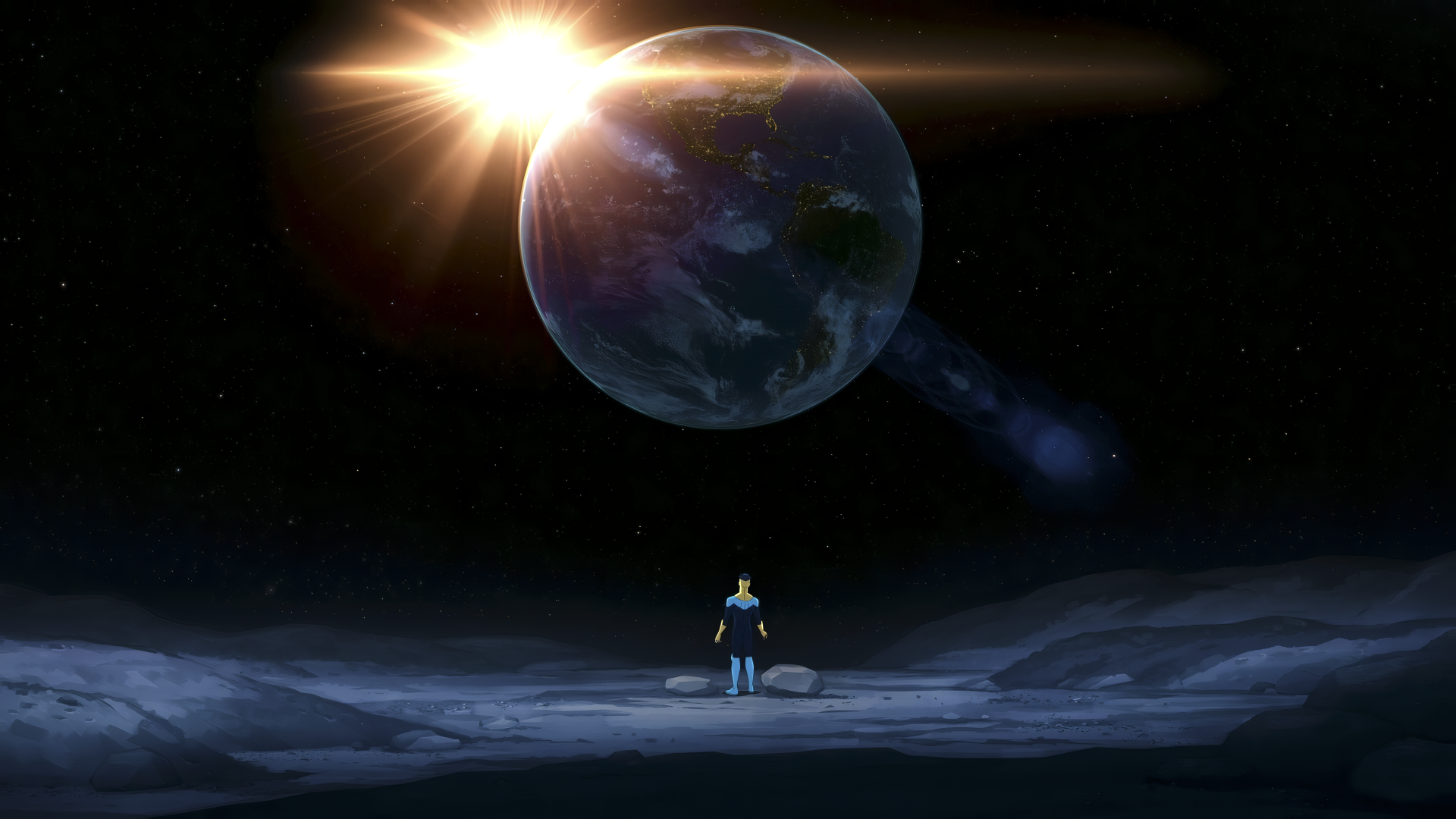 general gw993e 3840×2160 Invincible Mark Grayson (Invincible) Earth stars Moon