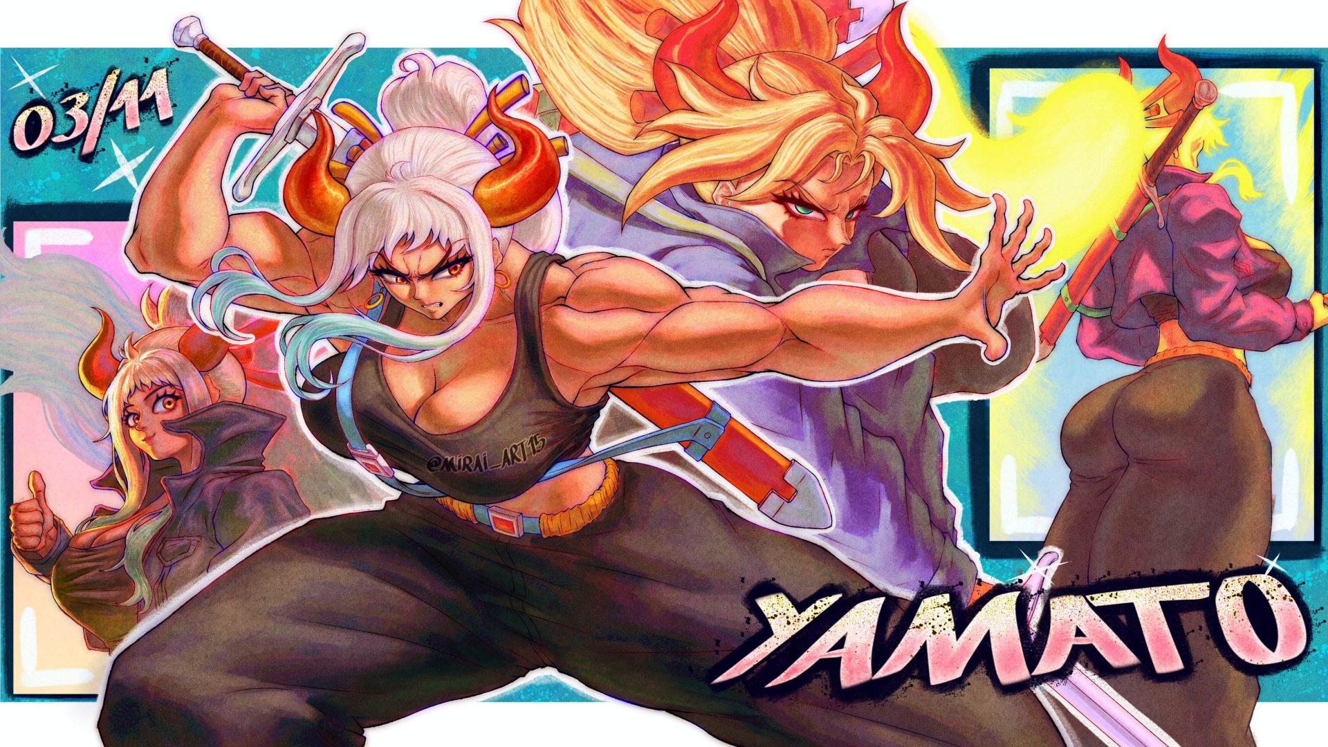 anime d8ee13 3966×2230 Yamato (One Piece) One Piece parody outfit swap Super Saiyan