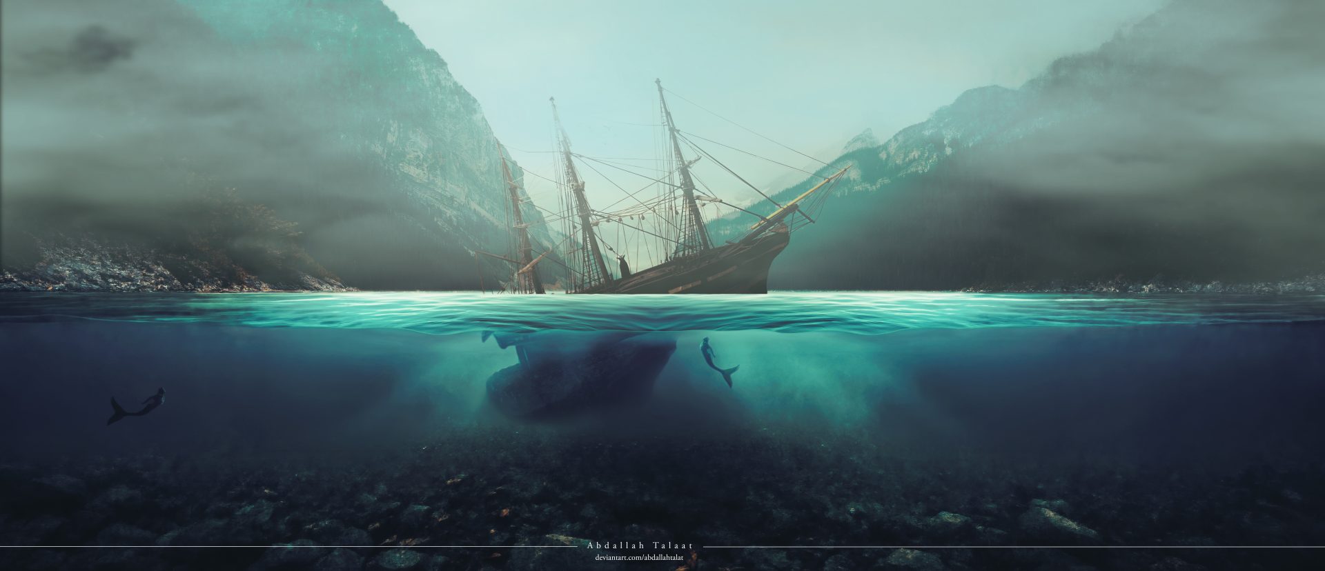 general zpoo3w 8760×3776 water shipwreck ship mermaids lake
